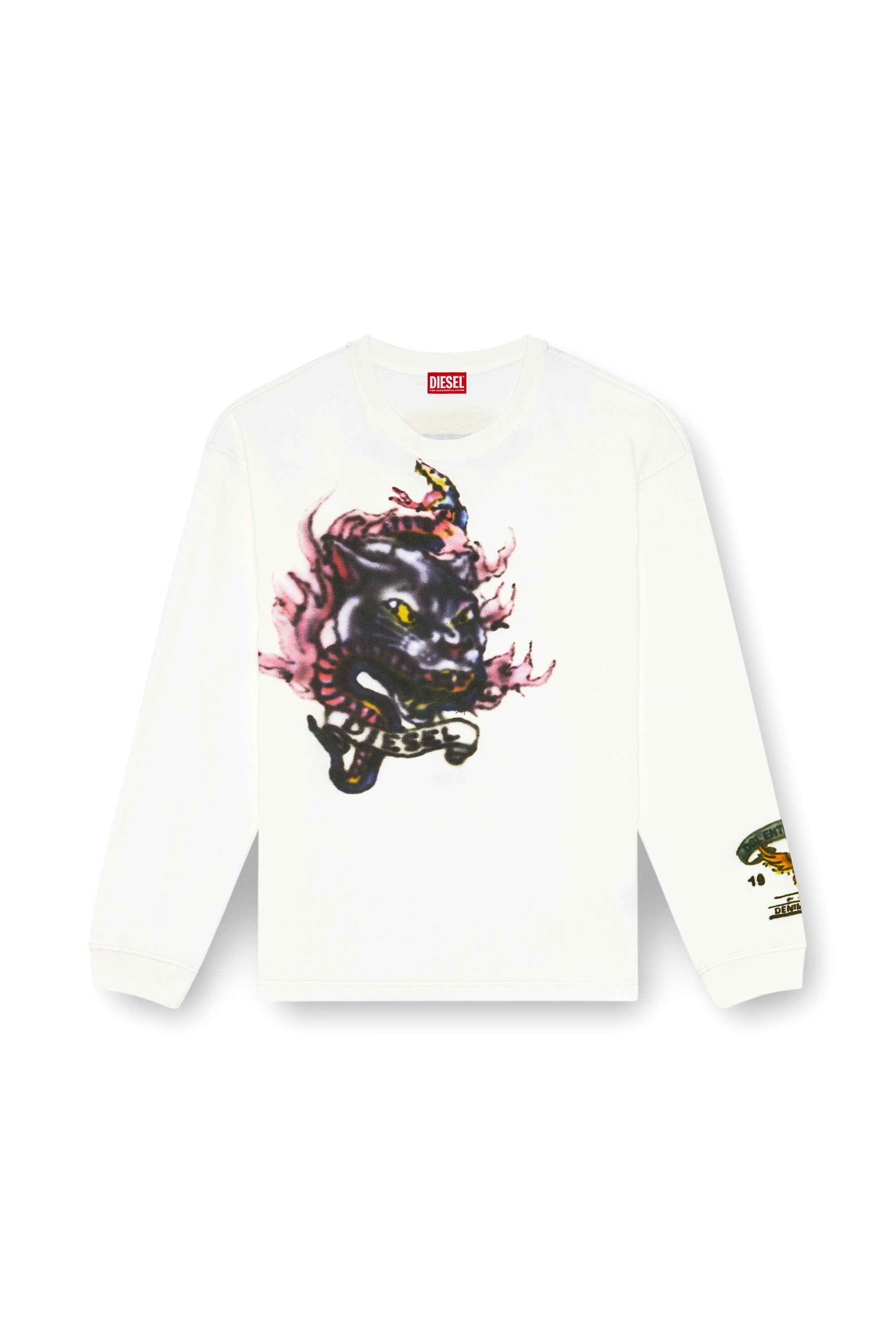 Diesel - T-BOXT-LS-Q9, Man Long-sleeve T-shirt with blurry prints in White - Image 2