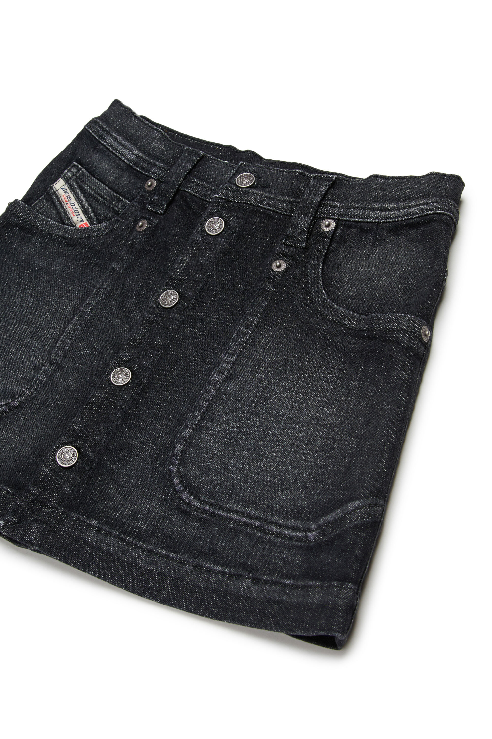 Diesel - GEALBUS, Woman's Denim skirt with front buttons in Black/Dark grey - 3