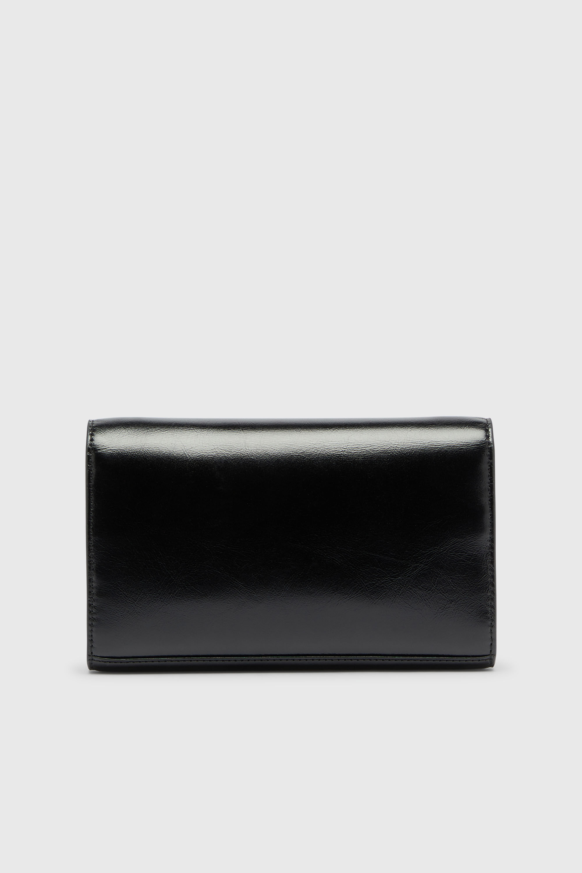 Diesel - D-ENVELOP WALLET ON CHAIN, Woman's Wallet purse in shiny wrinkled leather in Black - 2