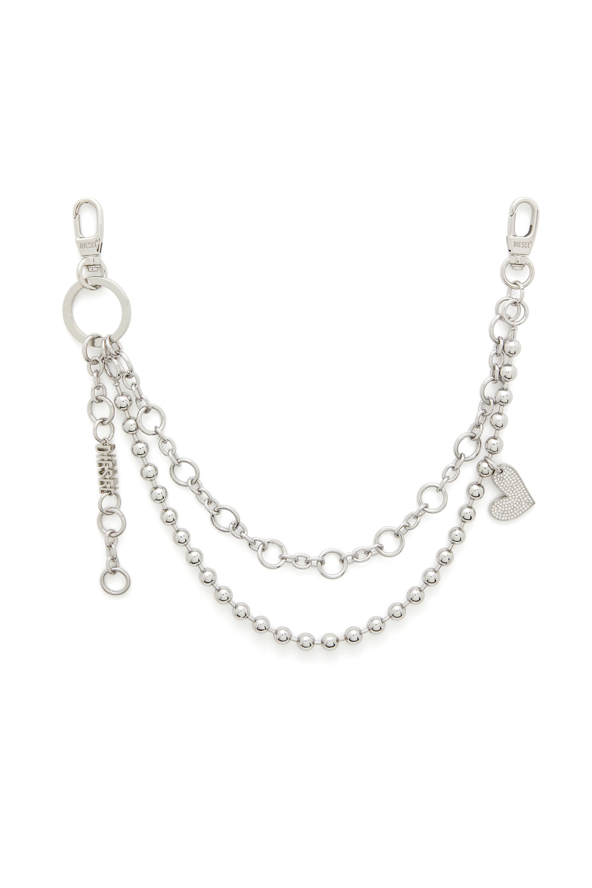 Diesel - CHAIN-D M, Woman's Metal charm chain with heart pendant in Silver - 1