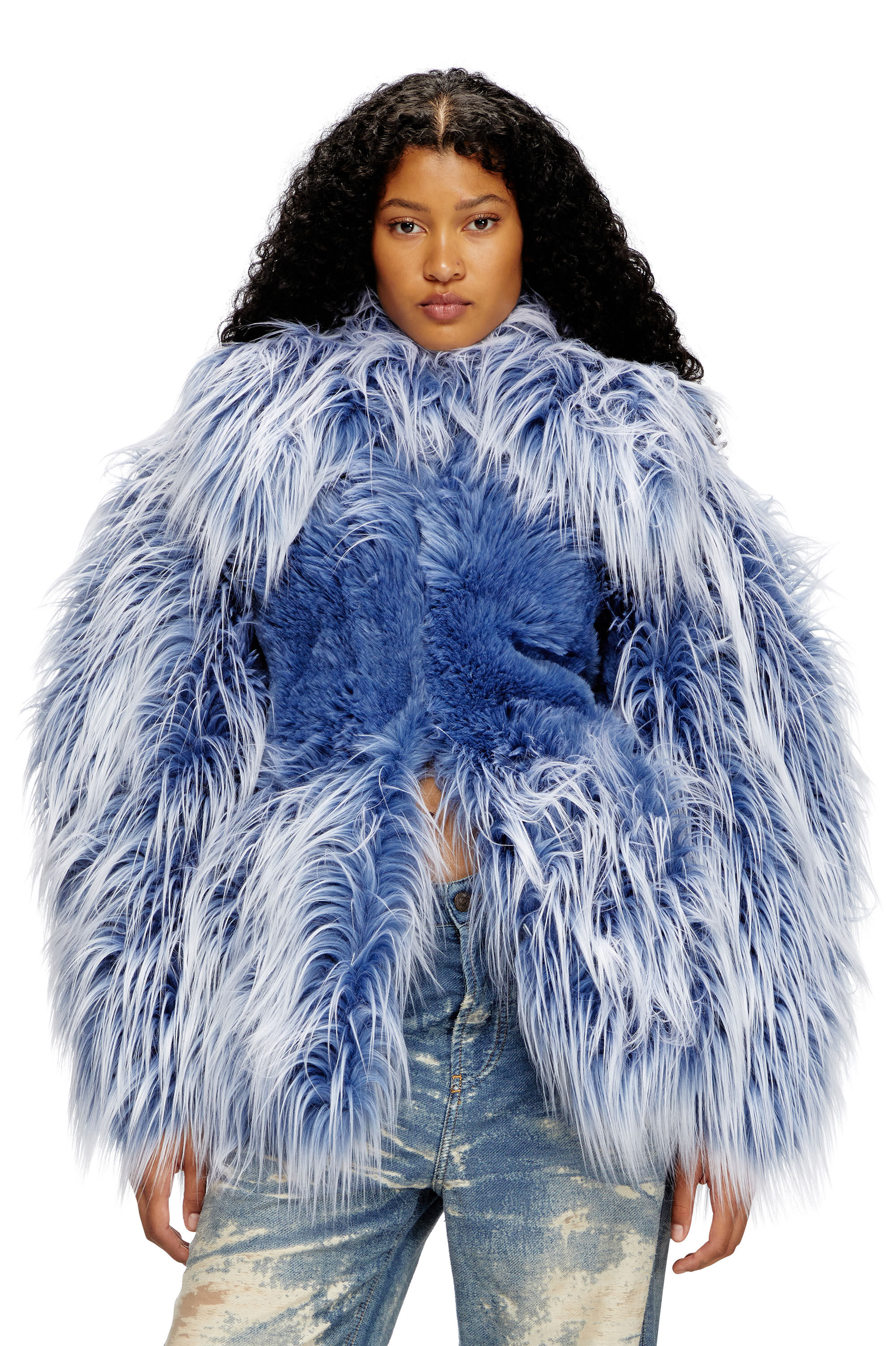 Women s Ombre hair padded monster coat Blue Diesel