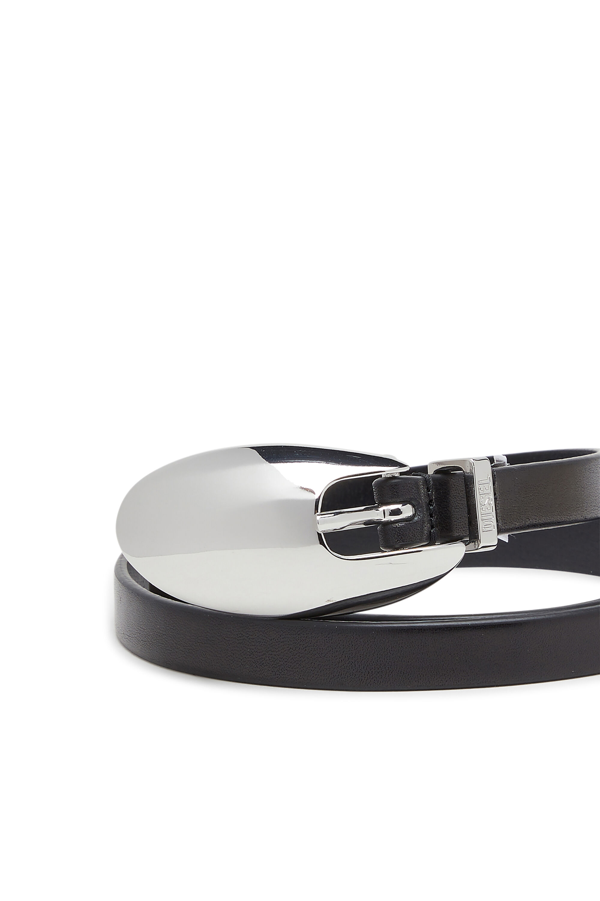 Diesel - B-ROP 15, Woman's 1.5cm leather belt with sculptural buckle in Black - 3