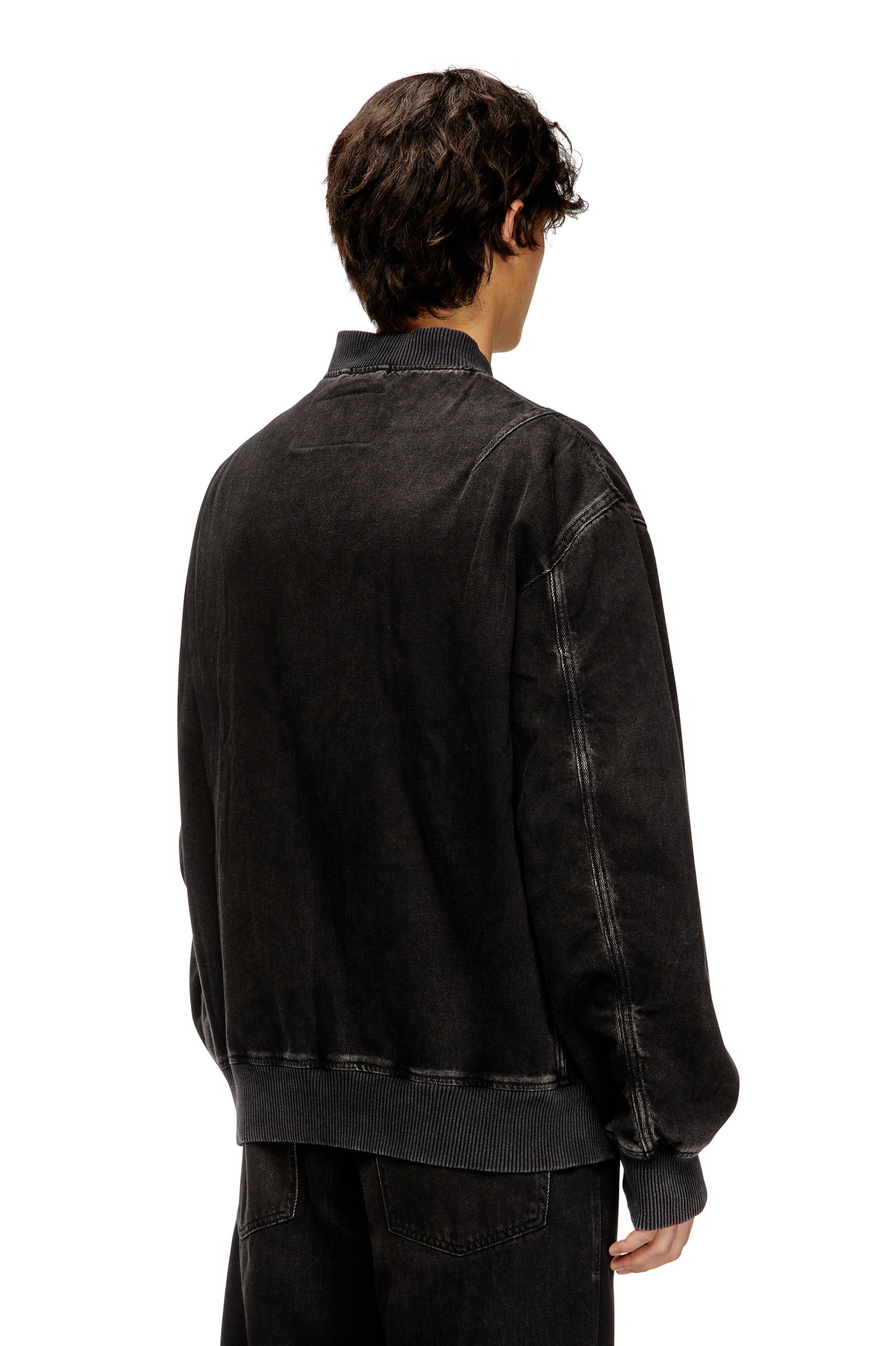 Diesel - D-VINZ, Man's Bomber jacket in clean-wash denim in Black - 4