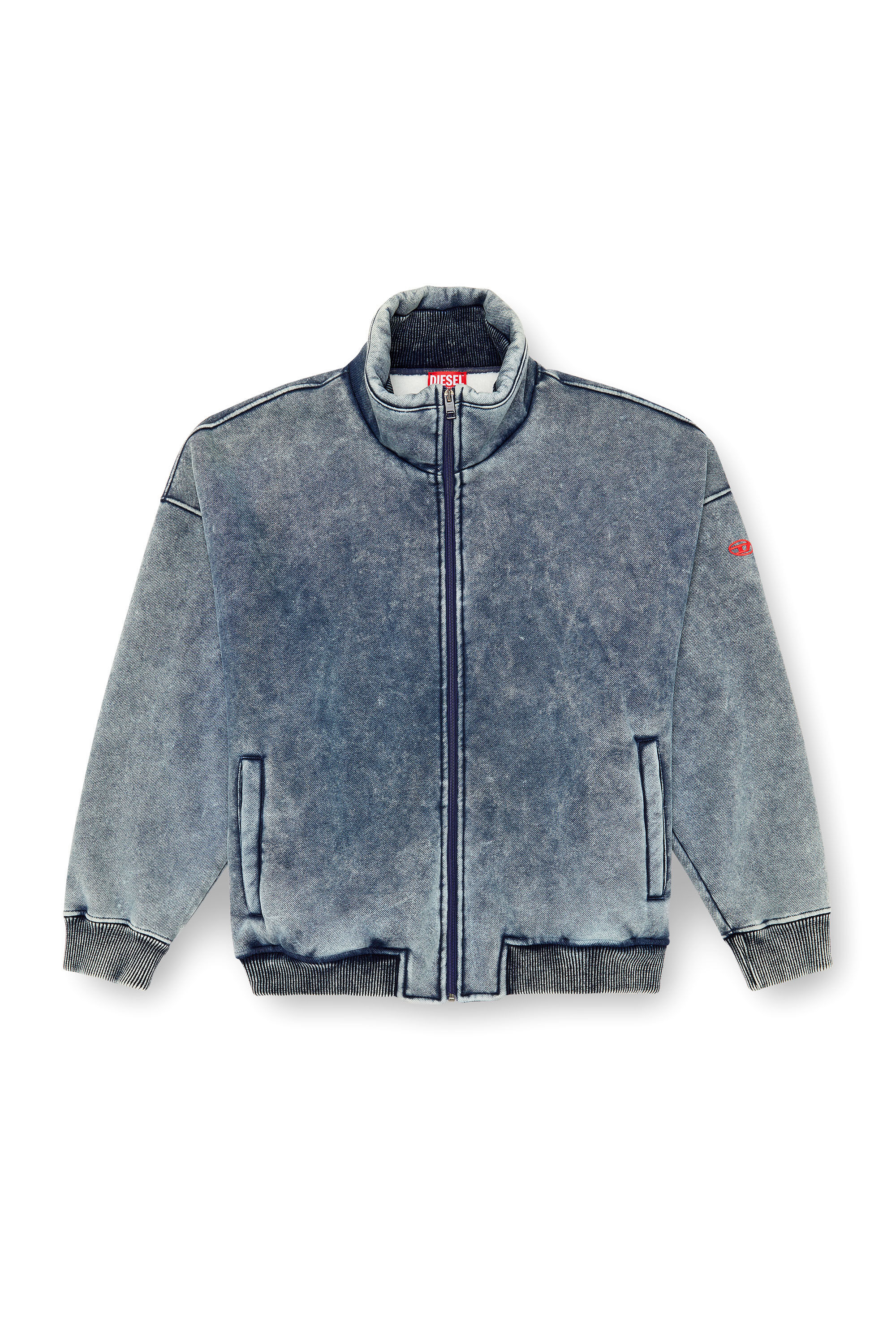 dieselジャケット　s-batel Men's Jacket in teddy-bonded jersey | Blue | Diesel
