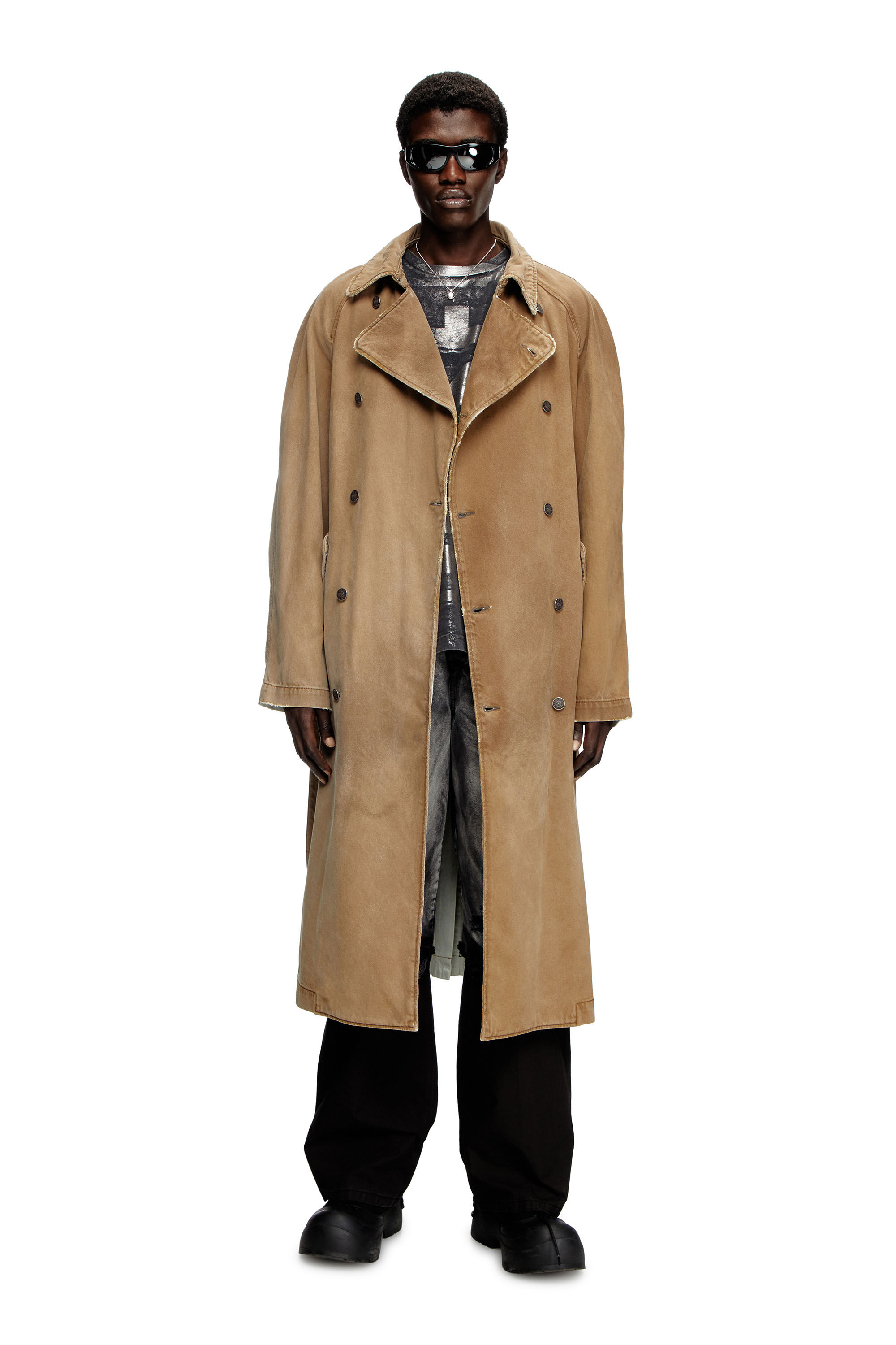 Diesel - D-DELIRIOUS-D, Unisex's Trench coat in overdirt denim in Light Brown - 3