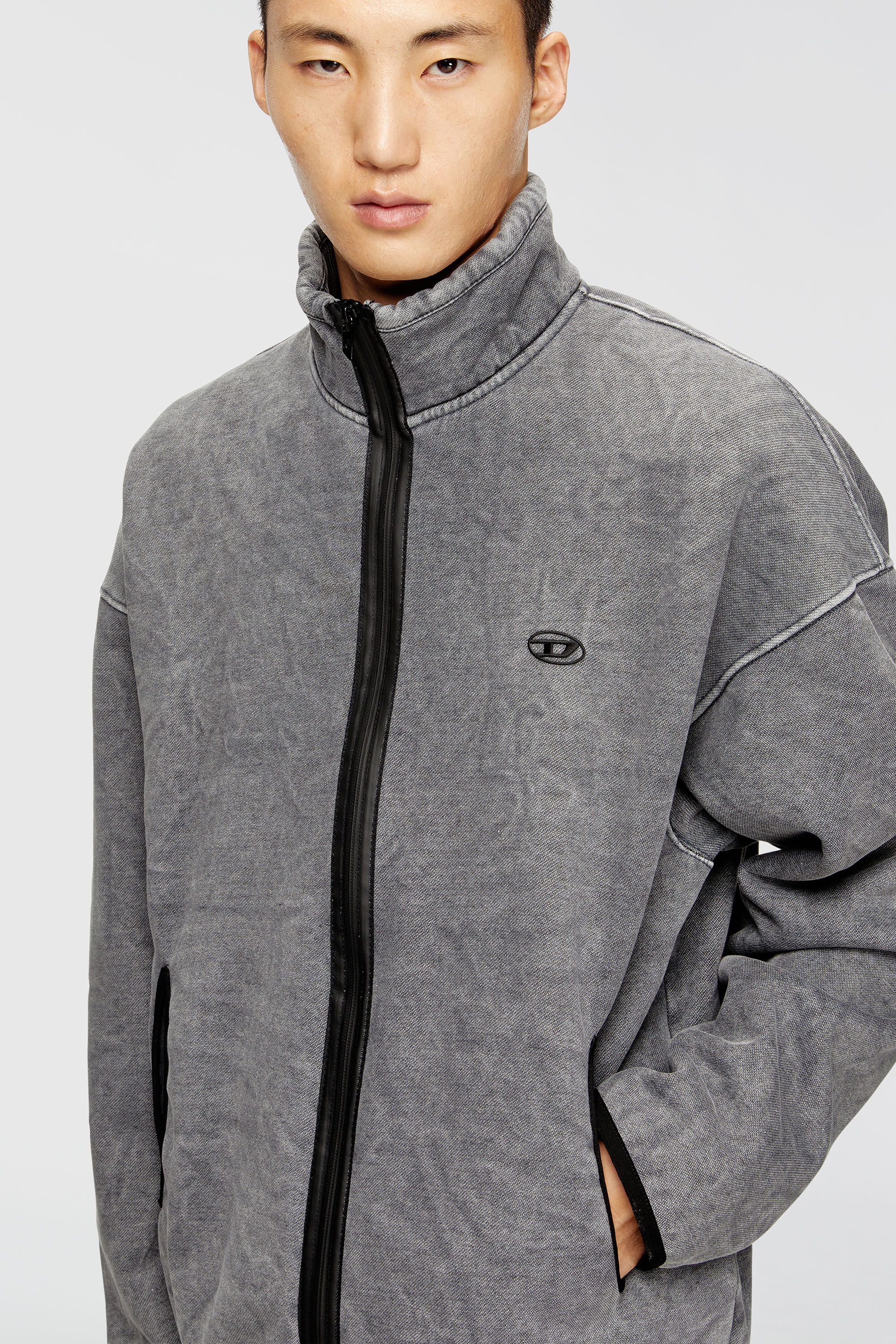 Diesel - S-BATY-NEW, Man's Zip-up sweatshirt with inner lining in Grey - 5