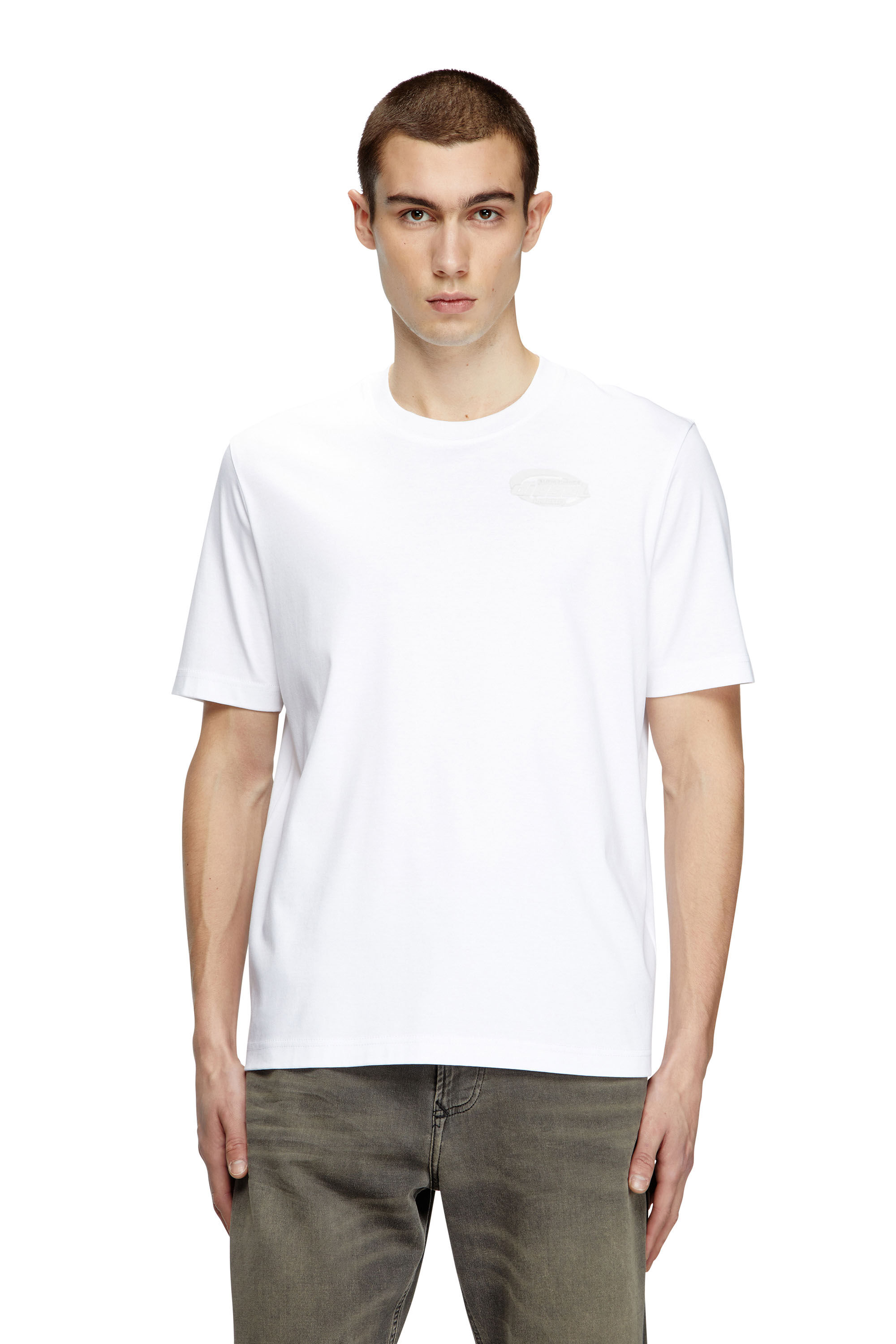 Diesel - T-MADJUST-R2, Man's Mercerized cotton T-shirt with tonal logo in White - 3