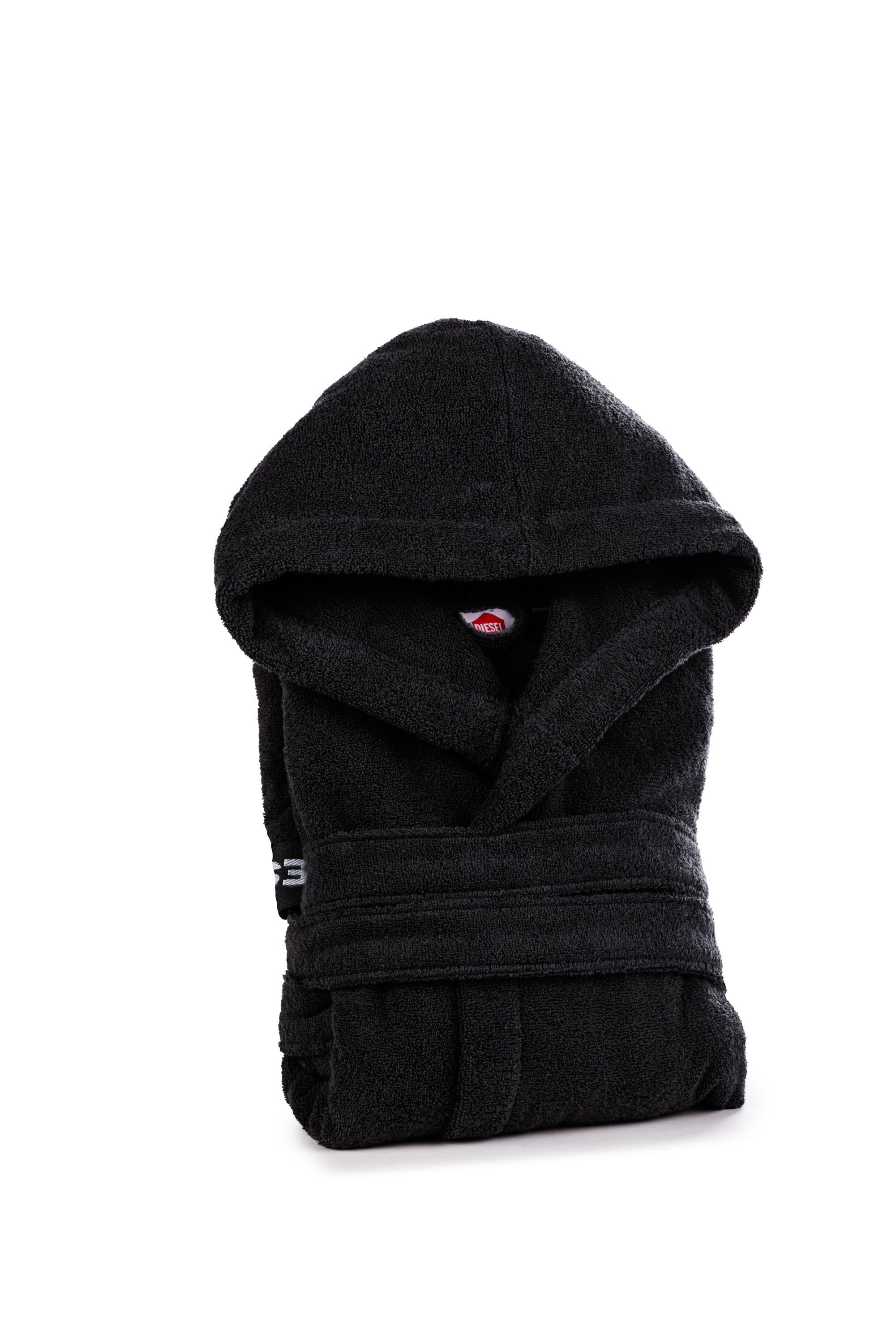 Diesel - 1015115 LOGO-COTTON BATHROBE SIZE M/L BL, Unisex's Logo-Cotton Terry Bathrobe, M/L size in Black - 1
