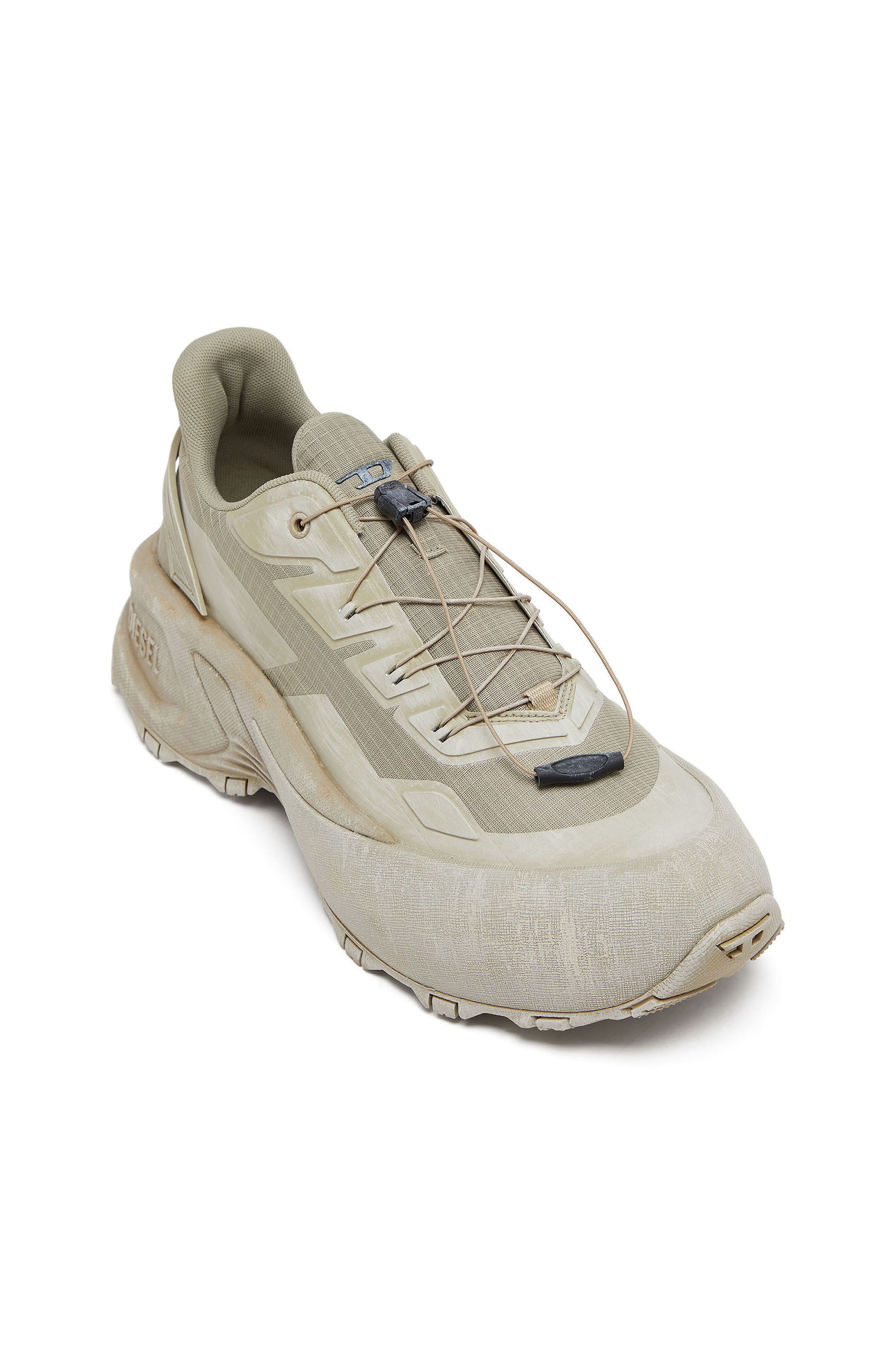 Diesel - D-CAGE RUNNER, Man's D-Cage-Distressed chunky sneakers in ripstop in Military Green - 6