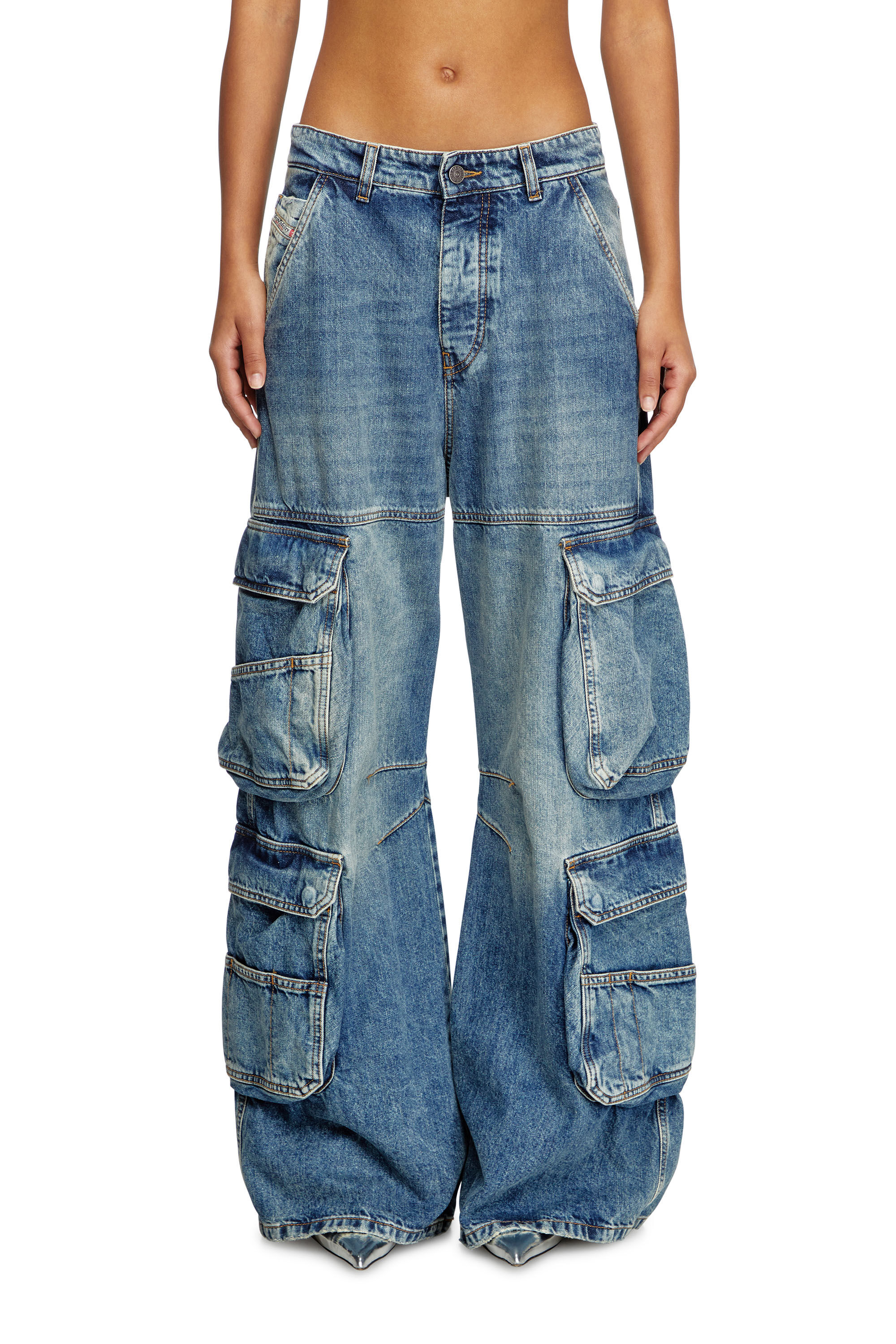 Diesel 2055SS DーSIREーCARGO カーゴジーンズ　ワイド 1996 D-Sire Women: Cargo Jeans with pockets, medium blue | Diesel