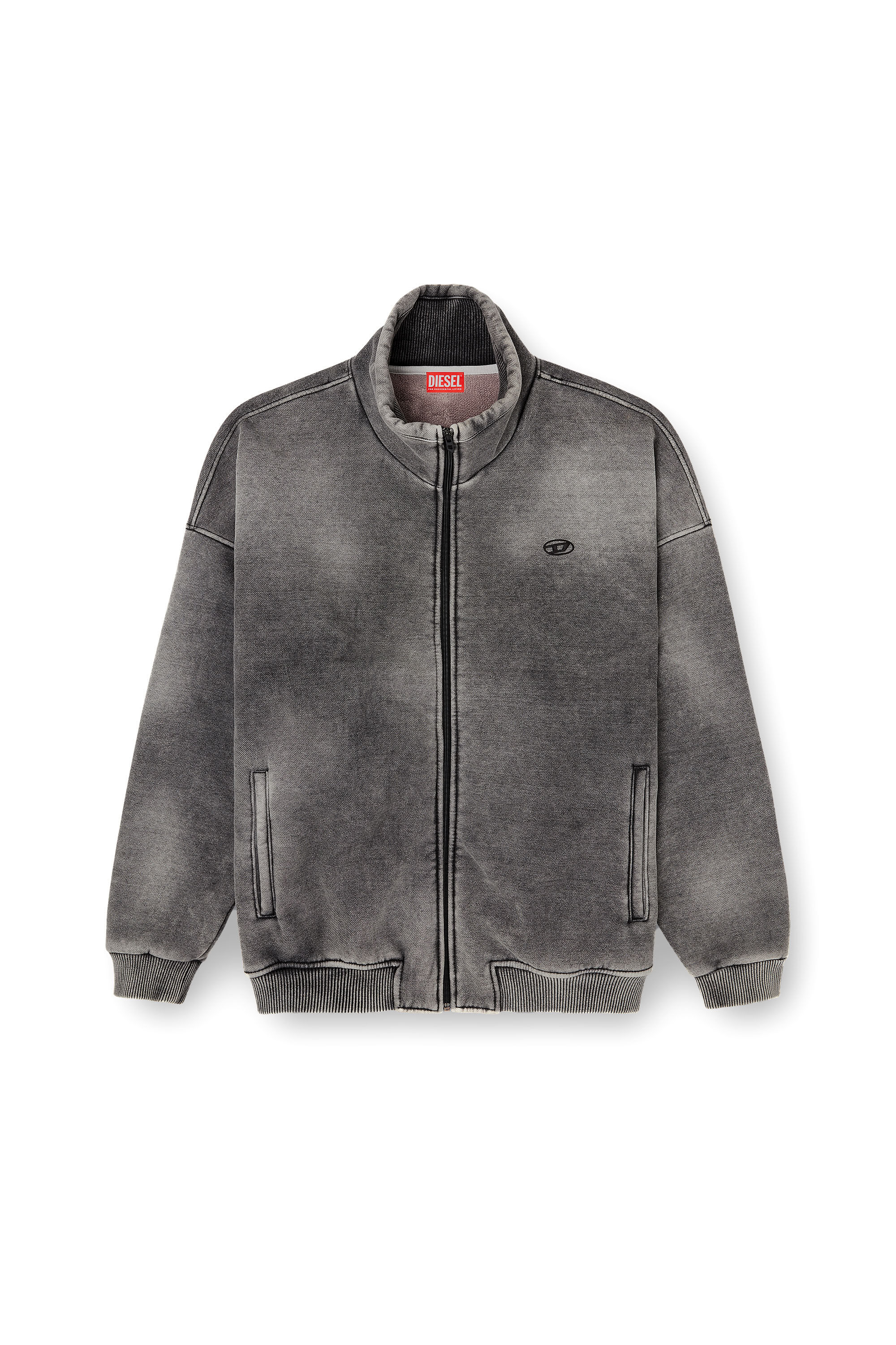 Diesel - S-BATEL-V1, Man's Teddy-lined zip jacket with denim effect in Grey - 2