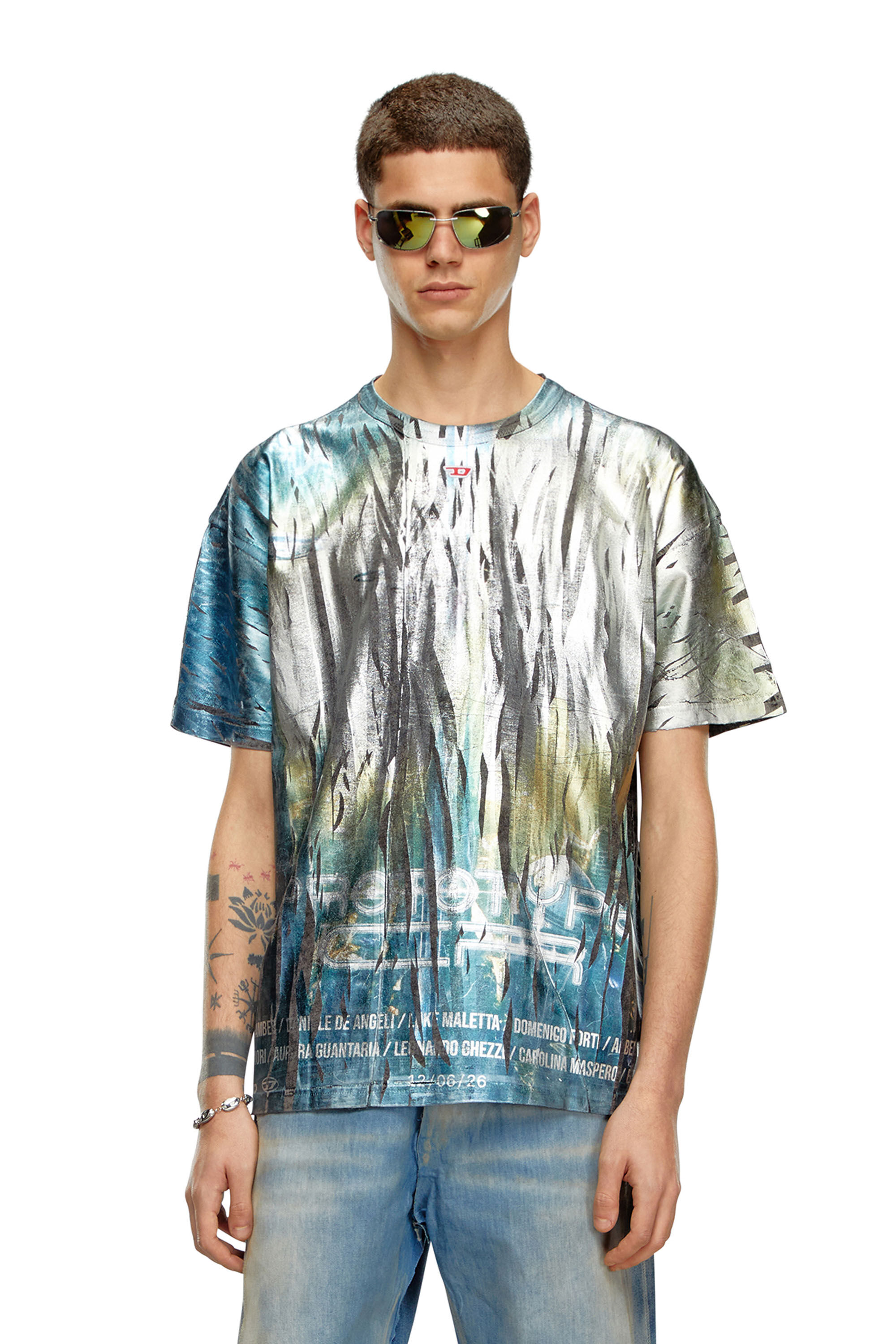 Diesel - T-BORD-Q1, Man T-shirt with creased foil treatment in Multicolor - Image 3