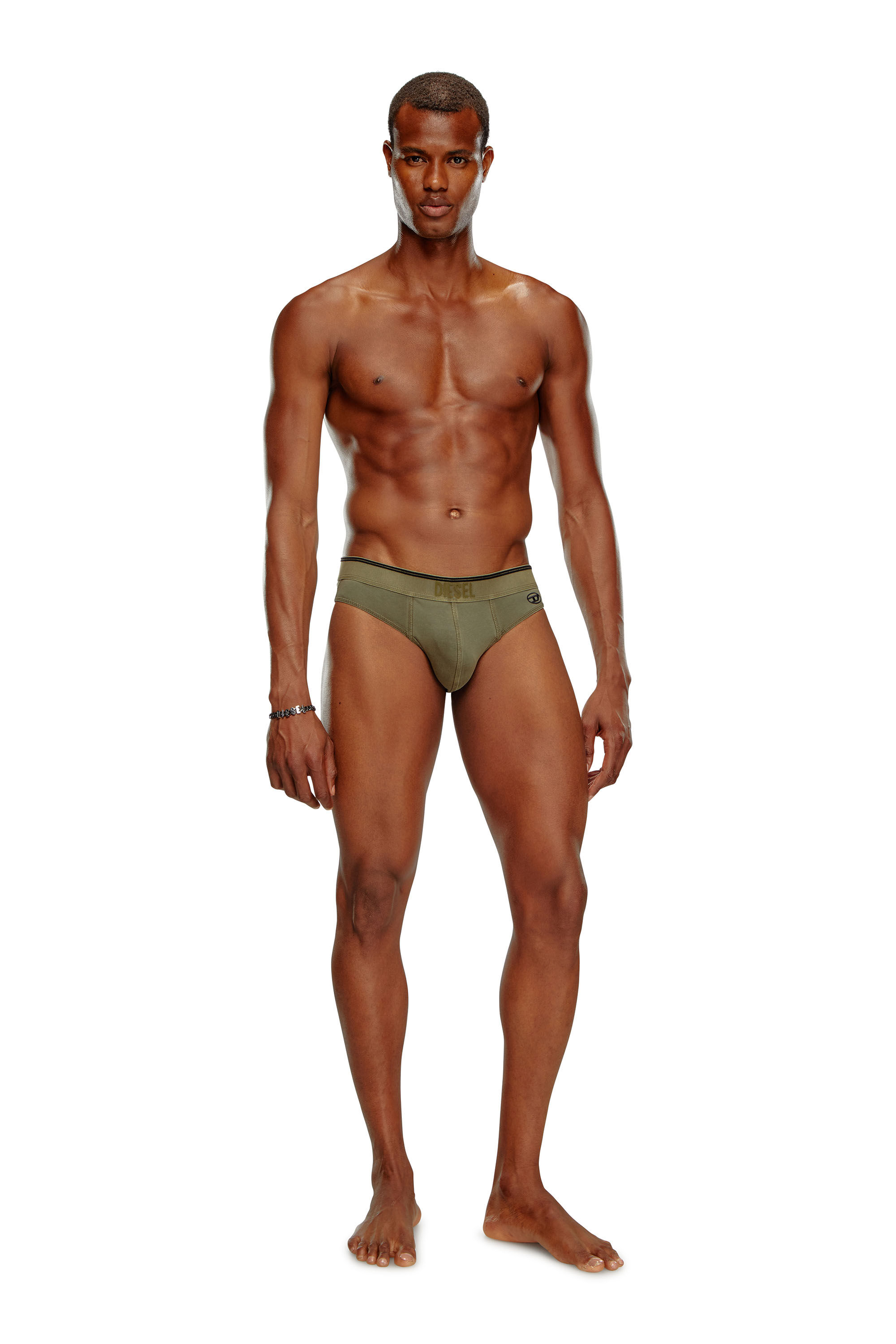 Diesel - UMBR-ANDRETHREEPACK, Man's 3-pack of briefs in stretch cotton in Green/Black - 1