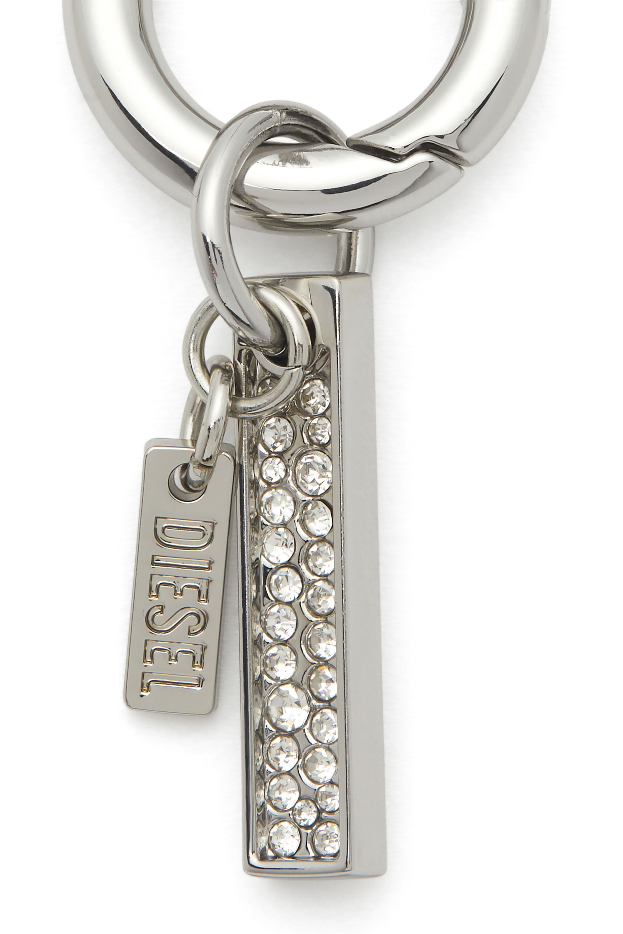 Diesel - CHARM-I, Unisex's Metal keyring with logo plaque and rhinestone detail in Silver - 2
