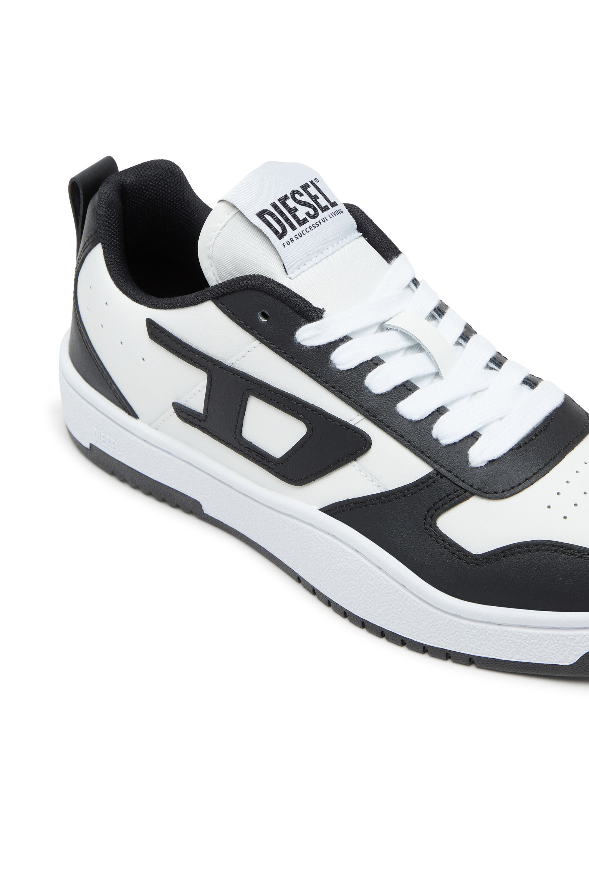 Diesel - S-UKIYO V2 LOW, Man's S-Ukiyo Low-Low-top sneakers in leather and nylon in Black/White - 6