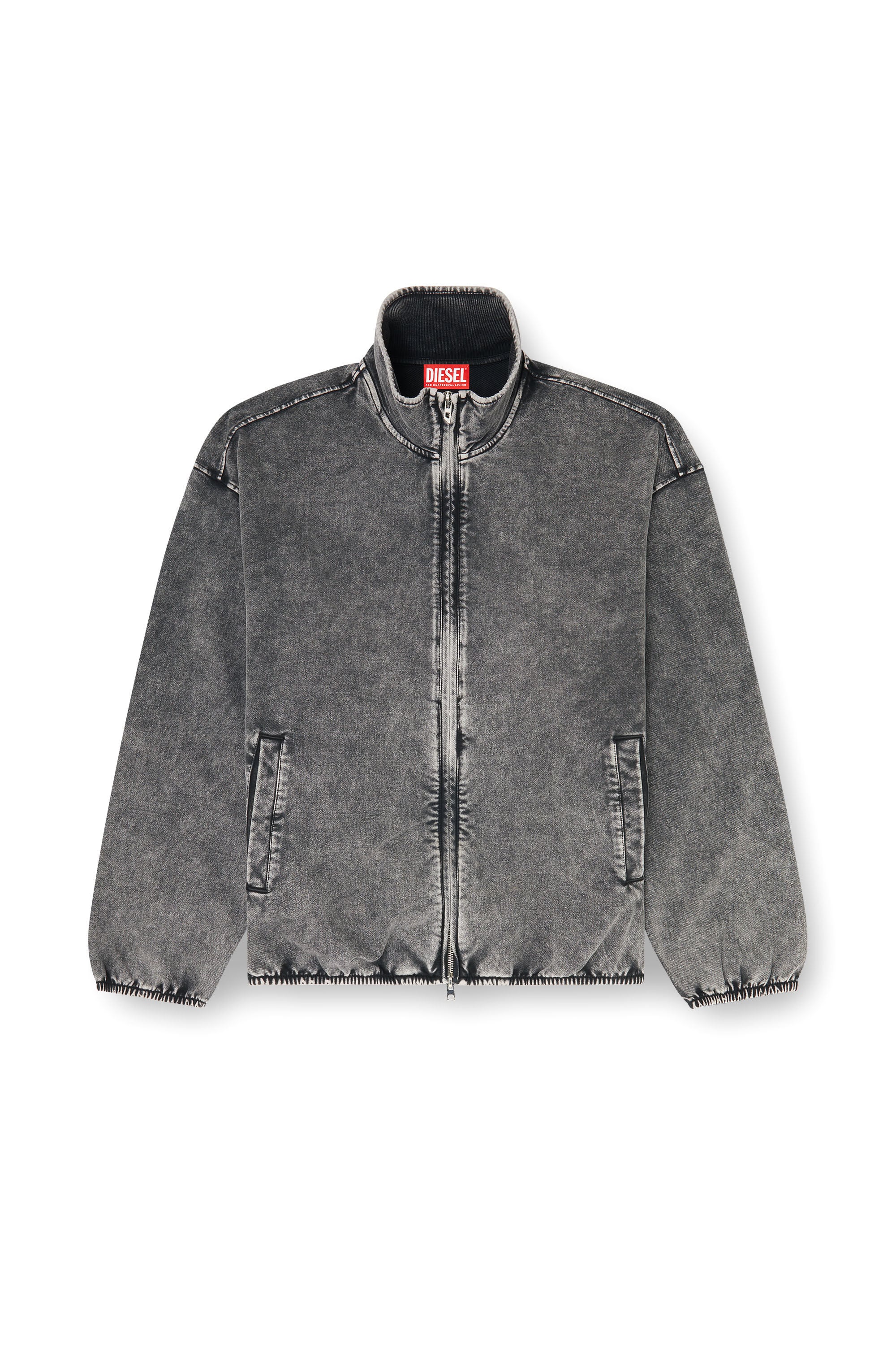 Diesel - S-CORSY, Man's Sweat jacket with denim effect in Grey - 2