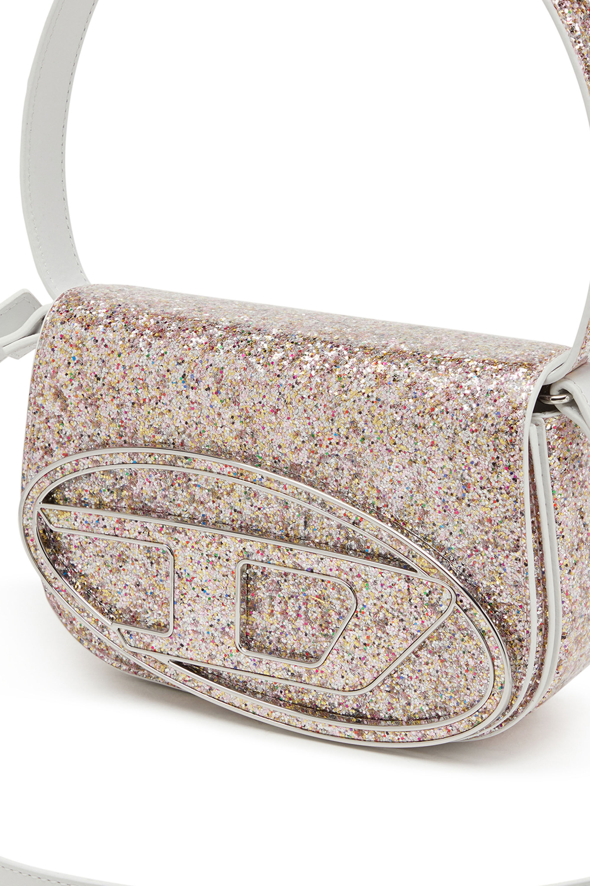 Diesel - 1DR, Woman's 1DR-Iconic shoulder bag with macro glitter in Pink - 2