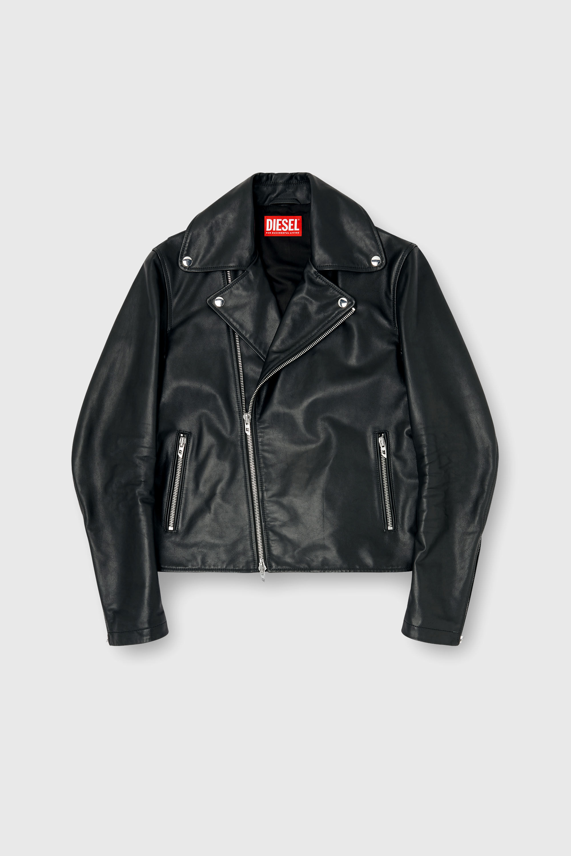 Diesel - L-EO-WRD, Man's Biker jacket in waxed leather in Black - 2