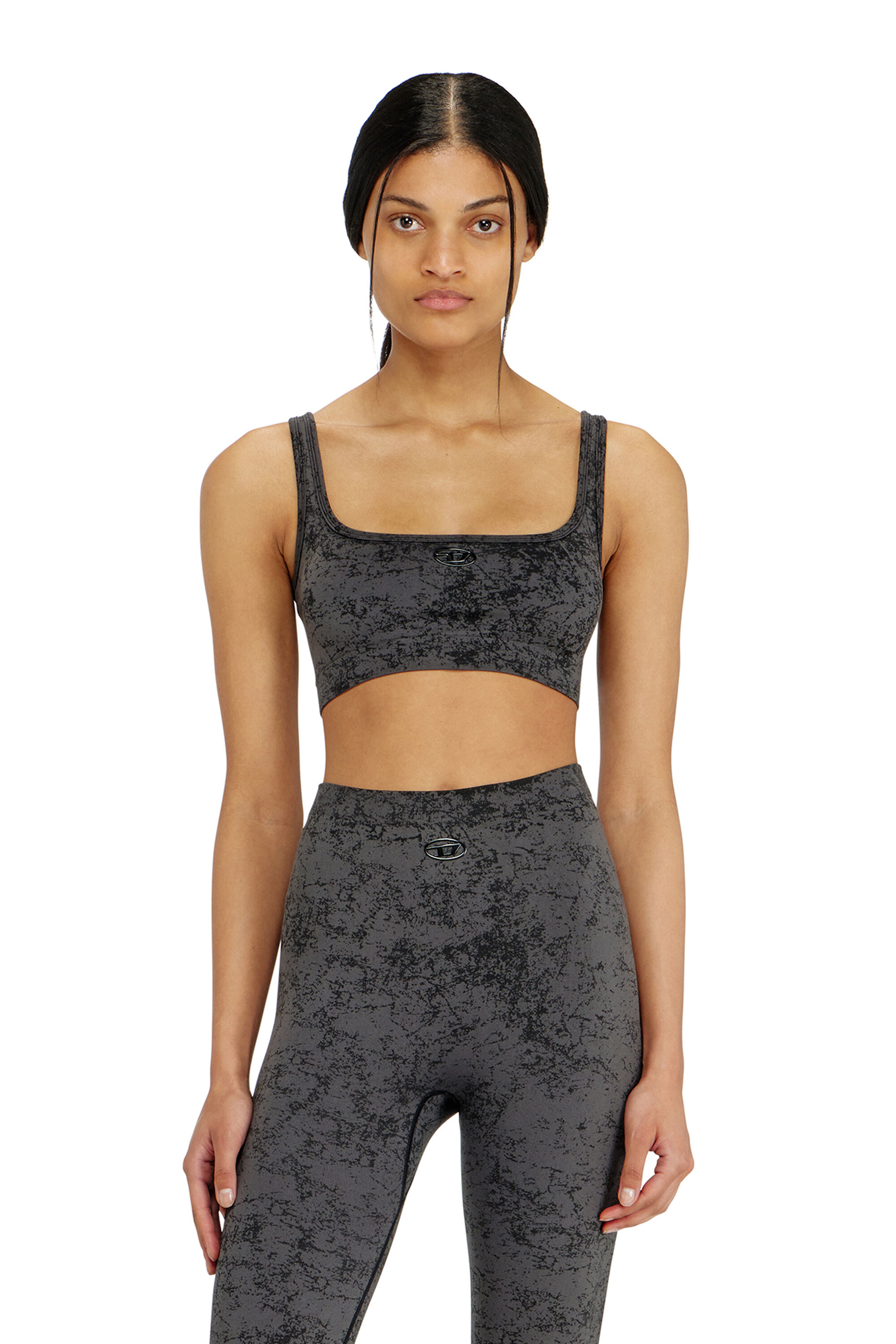 Diesel - HELLA-UTLT, Woman's Sports bra with utilitarian print in Dark grey - 2