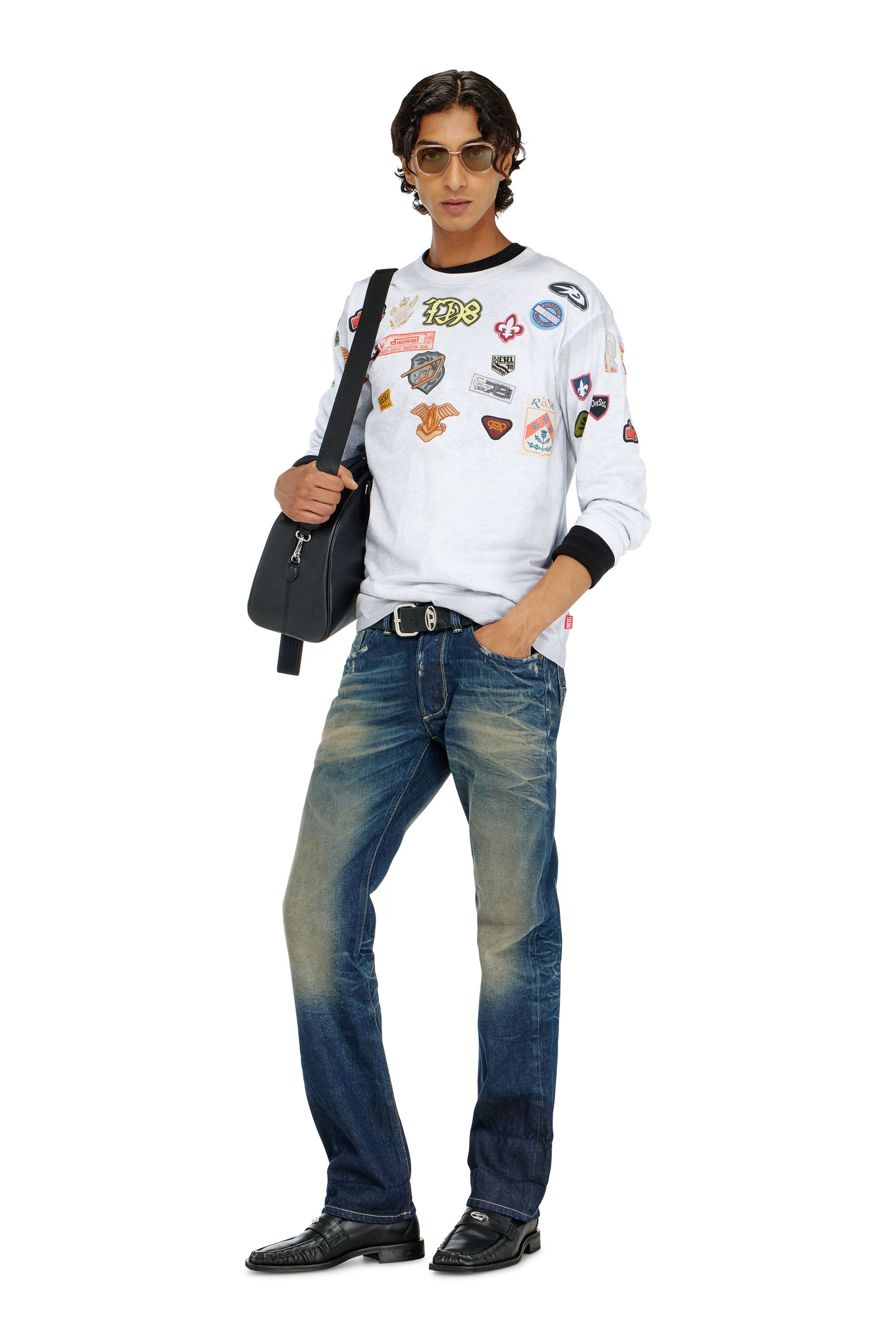 Diesel - T-NORME-LS-PATCHES, Man's Long-sleeve T-shirt with all-over patches print in null - 1
