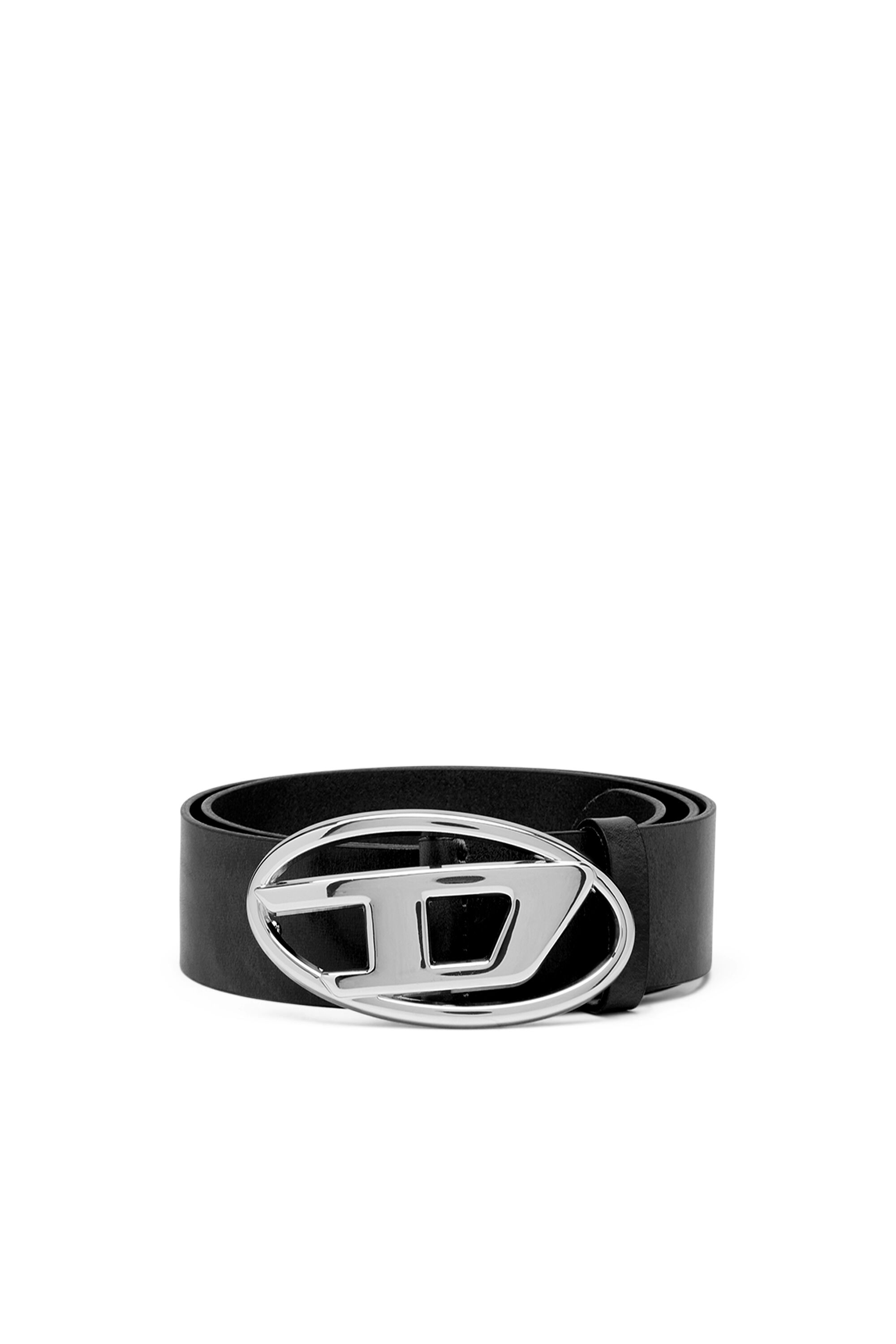 DIESEL B-1dr belt本革ベルト/光沢のあるベルトバックル/90/黑 B-1DR Woman: leather Belt with silver D logo buckle | Diesel
