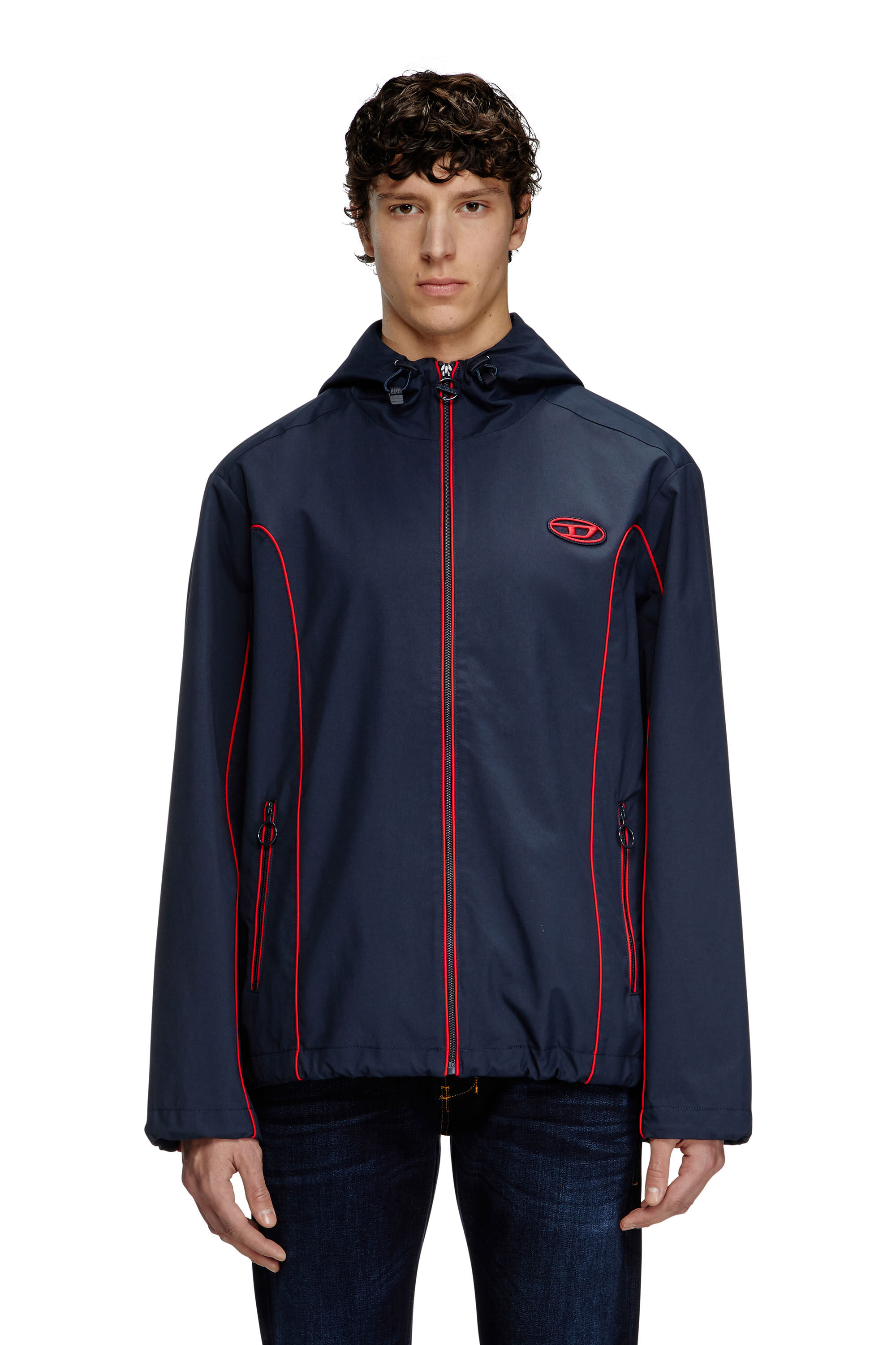 Diesel - J-HIVES, Man's Windbreaker with contrast piping in Dark Blue - 3