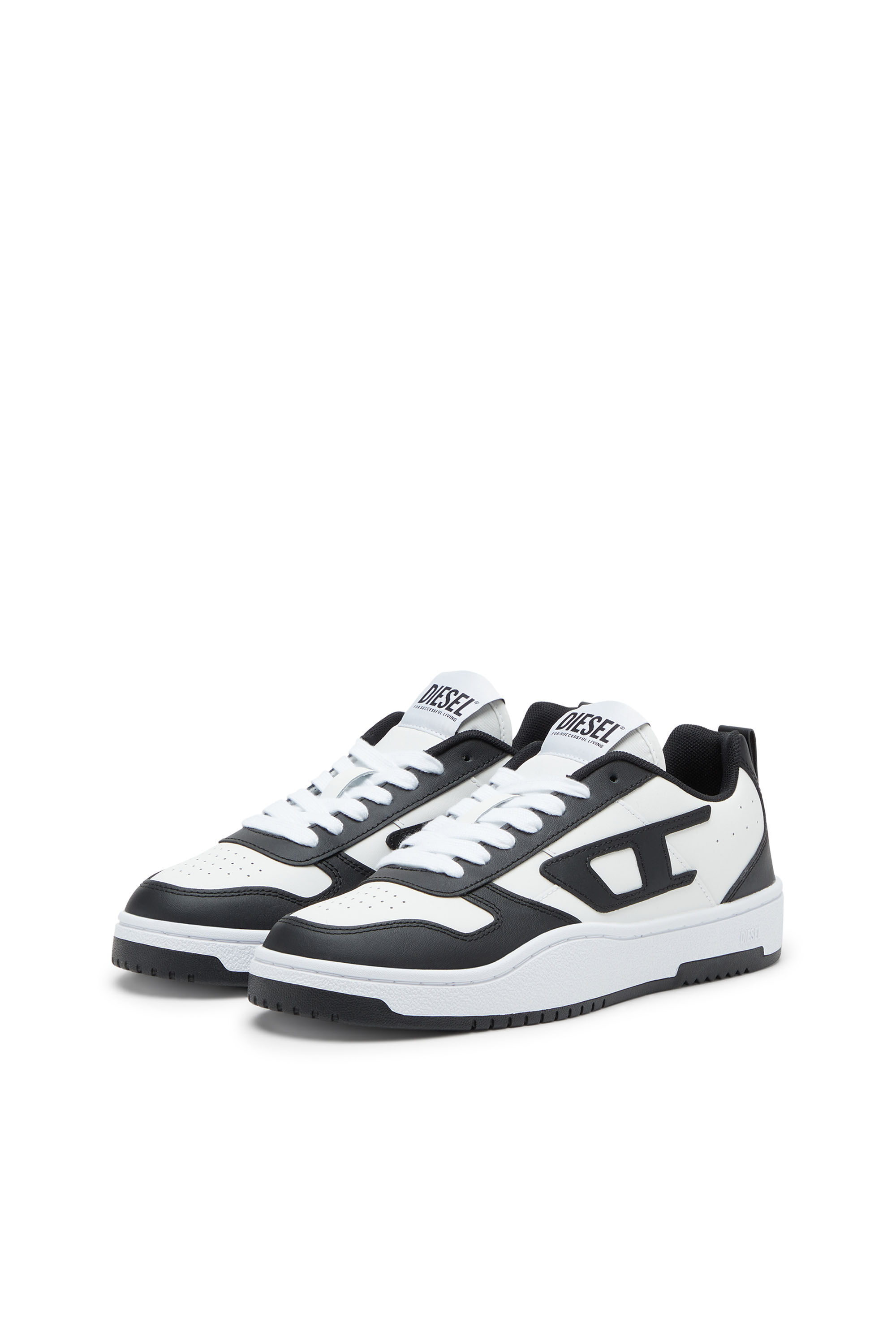 Diesel - S-UKIYO V2 LOW, Man's S-Ukiyo Low-Low-top sneakers in leather and nylon in Black/White - 8