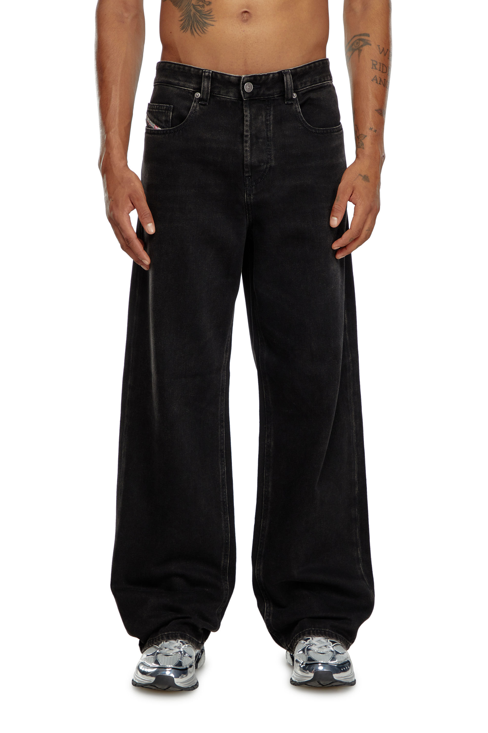 Diesel - Man Straight Jeans 2001 D-Macro 09I35, Black/Dark grey - Image 3