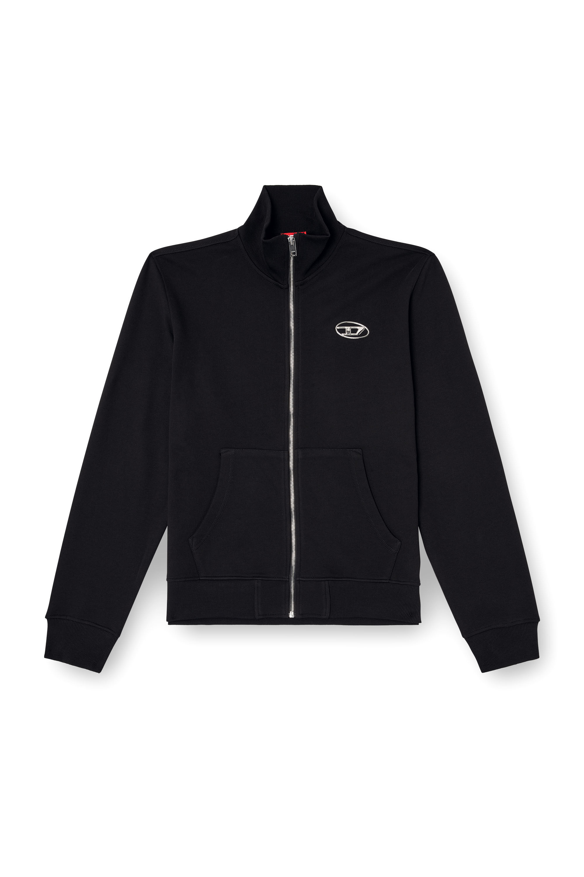 Diesel - S-GINNI-ZIP-OD, Man's Zip-up sweatshirt with metallic logo in Black - 2