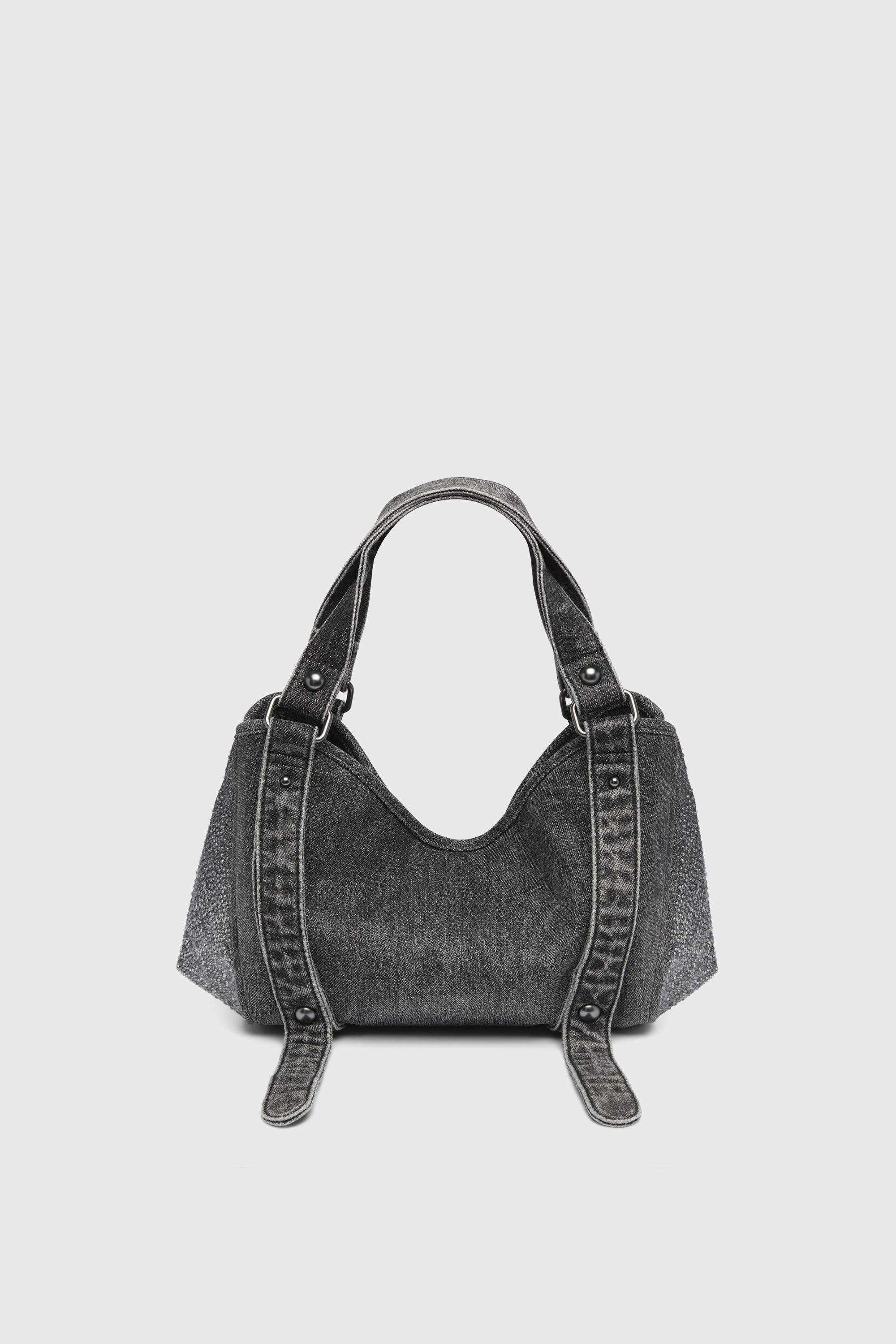 Diesel - D-ONE TOPHANDLE S, Woman's D-One-Small top-handle bag in crystal solarised denim in Black - 4