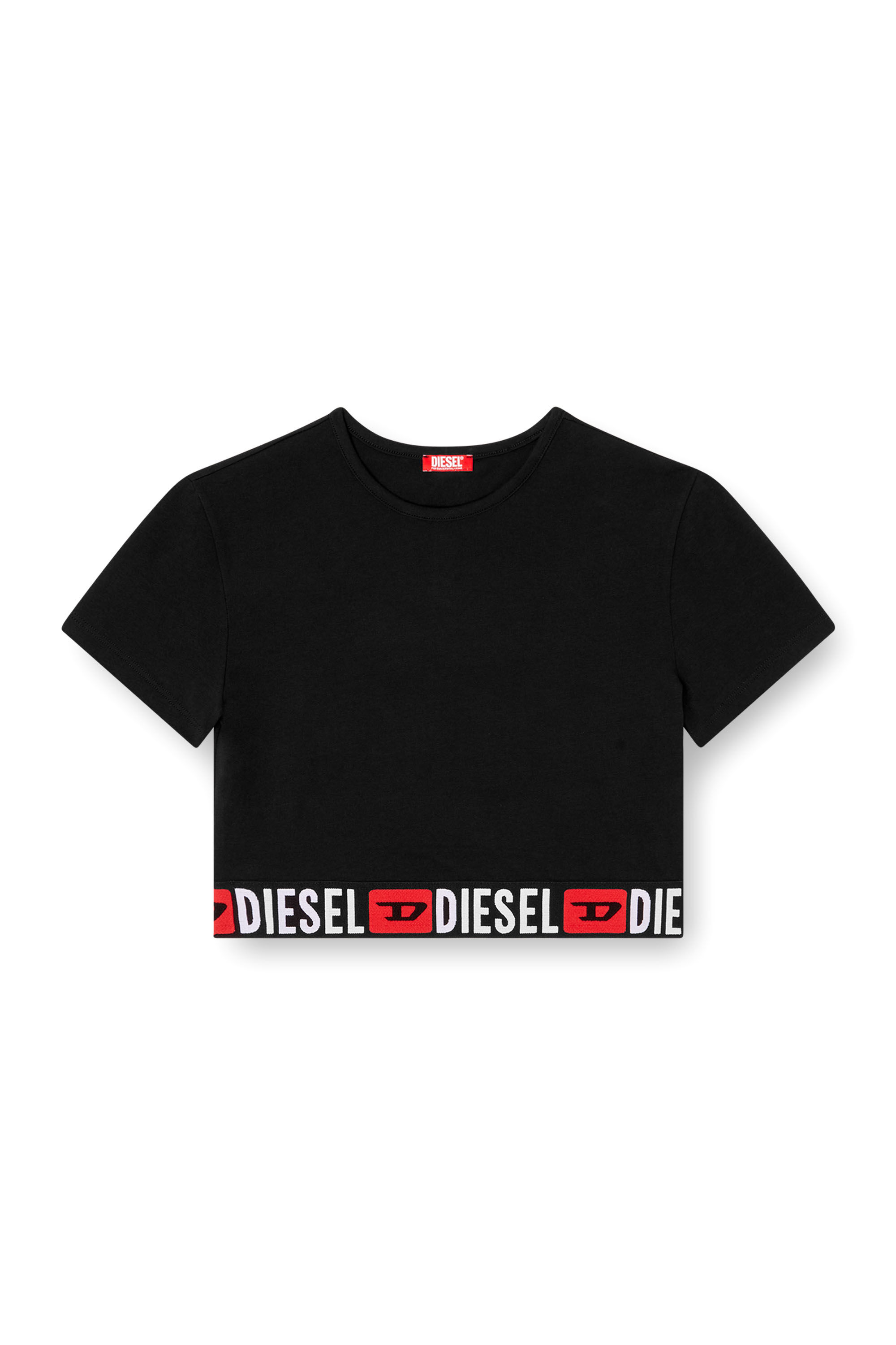 Women's Cropped top with logo band | Black | Diesel {{Country}}
