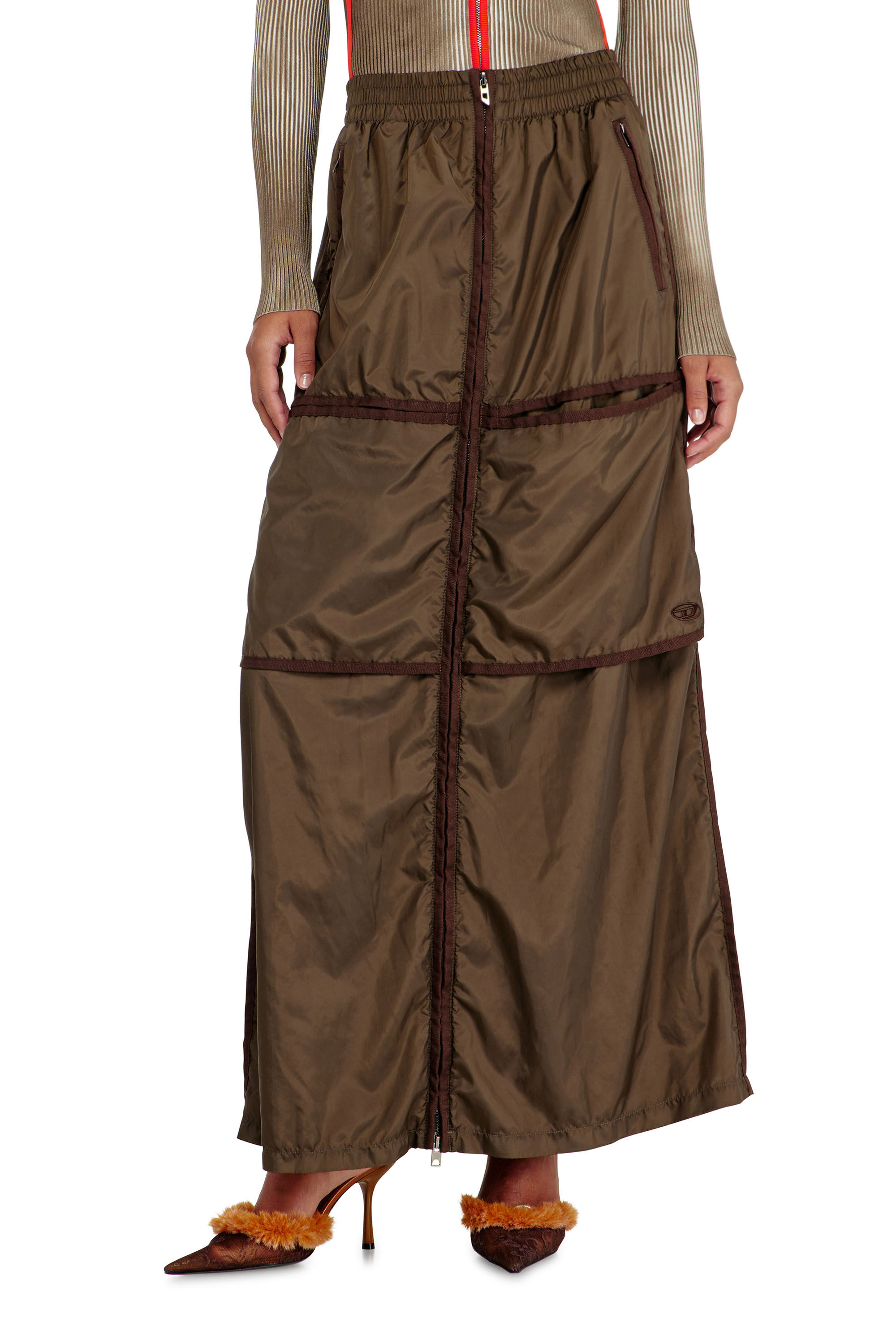 Diesel - O-HYTON, Woman's Windbreaker maxi skirt with front zip in null - 3