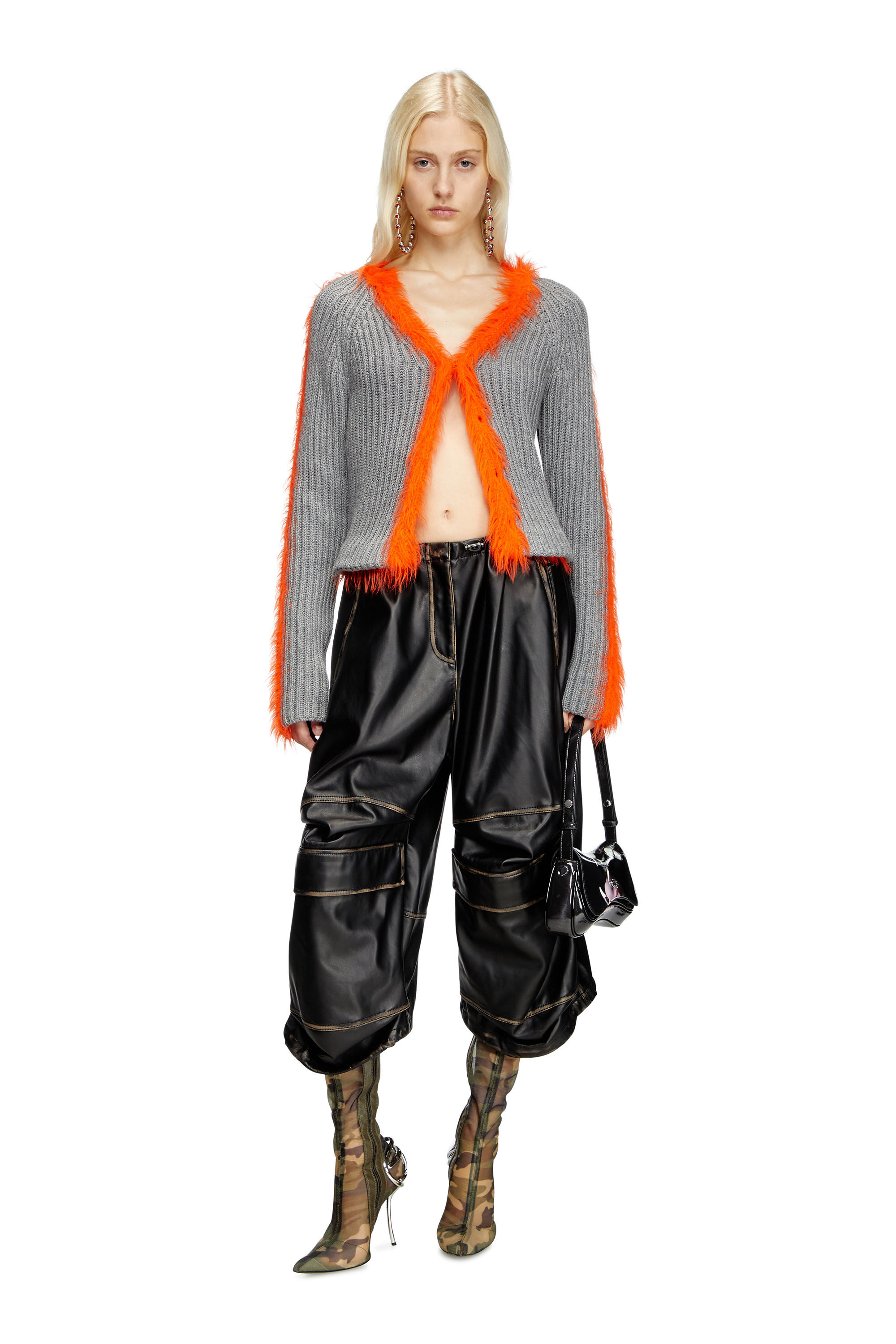 Diesel - P-DAYETZ-SHORT-FEM, Woman's Pleather cargo Bermuda pants in Black - 1