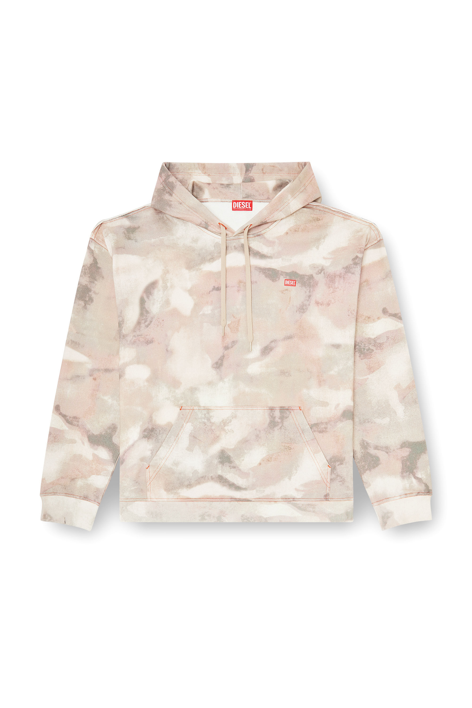 Diesel - S-BOXT-HOOD-V1, Man's Hoodie in camouflage-print organic cotton in Beige - 2