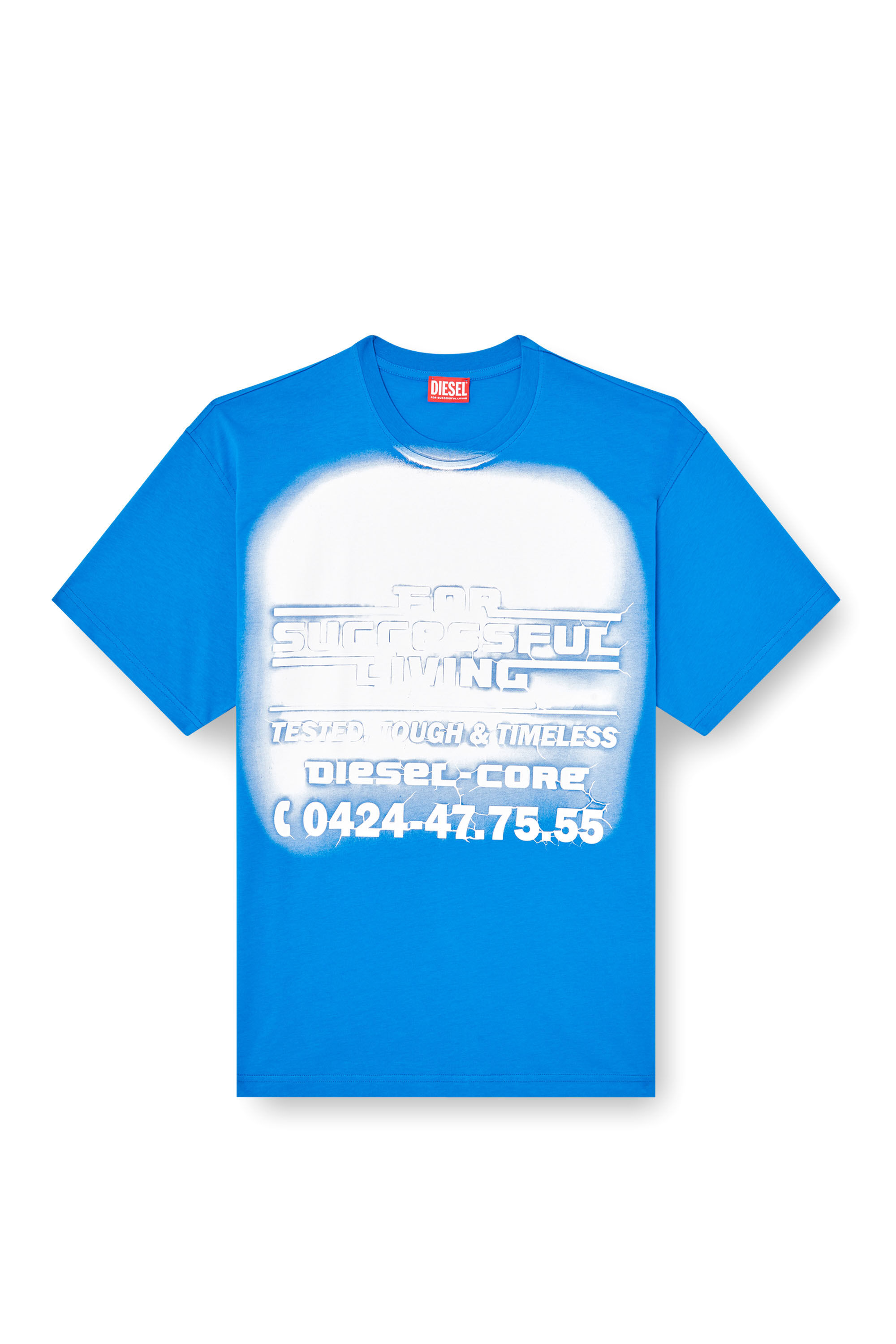 Diesel - T-BOXT-R15, Man's T-shirt with blowout logo graphic in Blue - 2