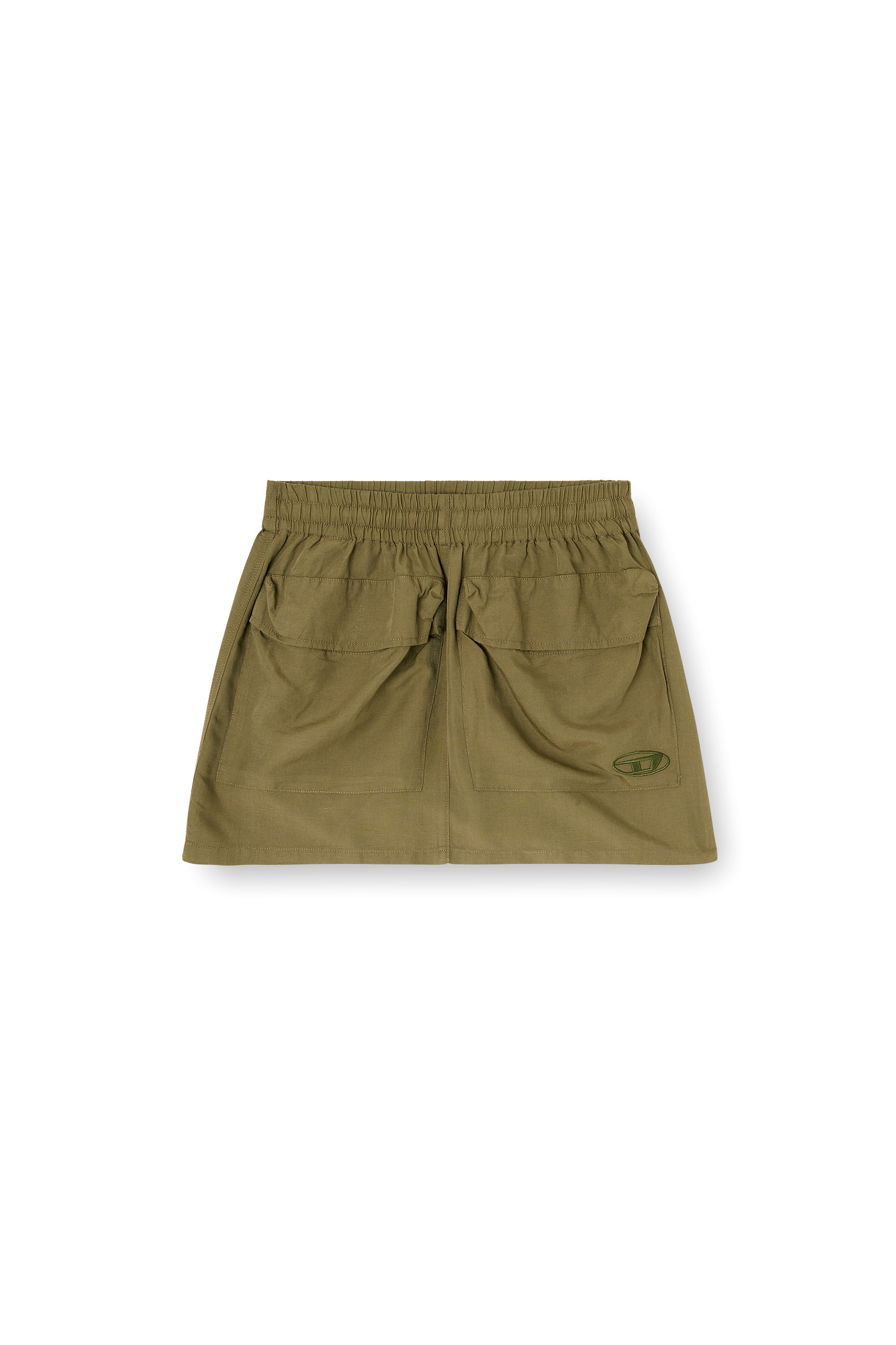 Diesel - O-CEAN-S2, Woman's Linen-blend mini skirt with cargo pockets in Green - 2