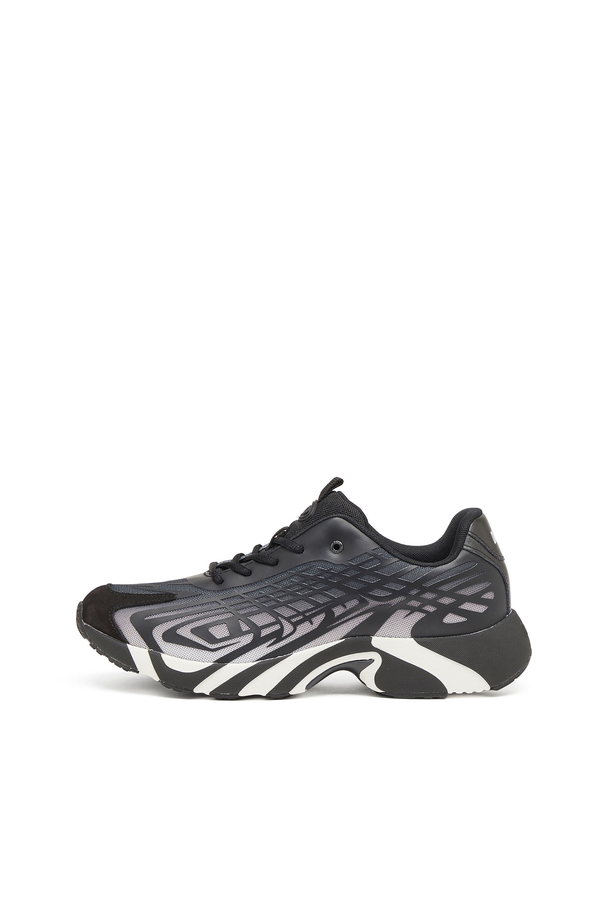 Diesel - S-D-VIT'S 500 LOW, Man's D-Vit-Sneakers in striped dégradé mesh in Black/White - 8