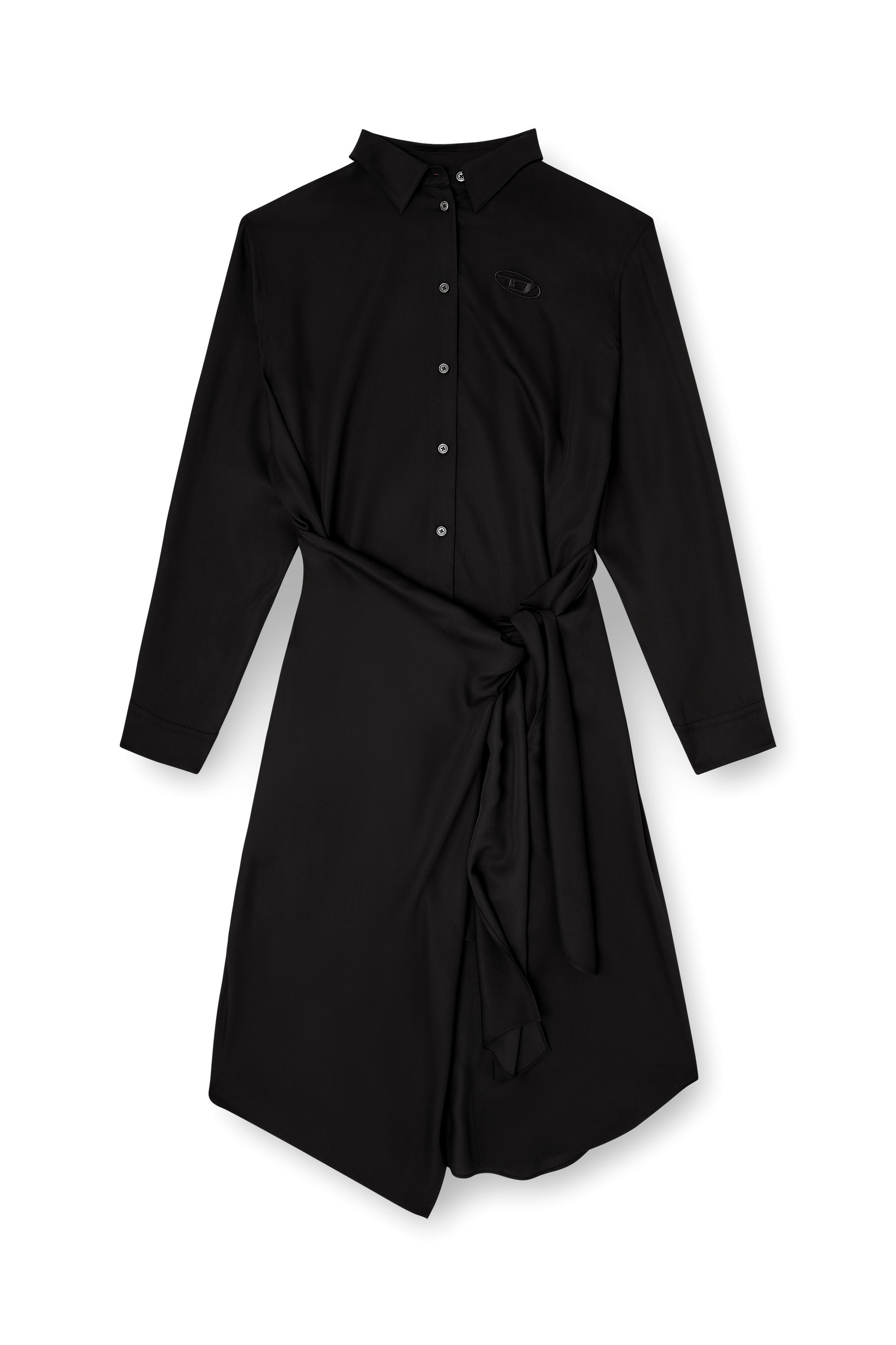 Diesel - D-ILETTA-S1, Woman's Midi shirt dress with twisted detail in Black - 2