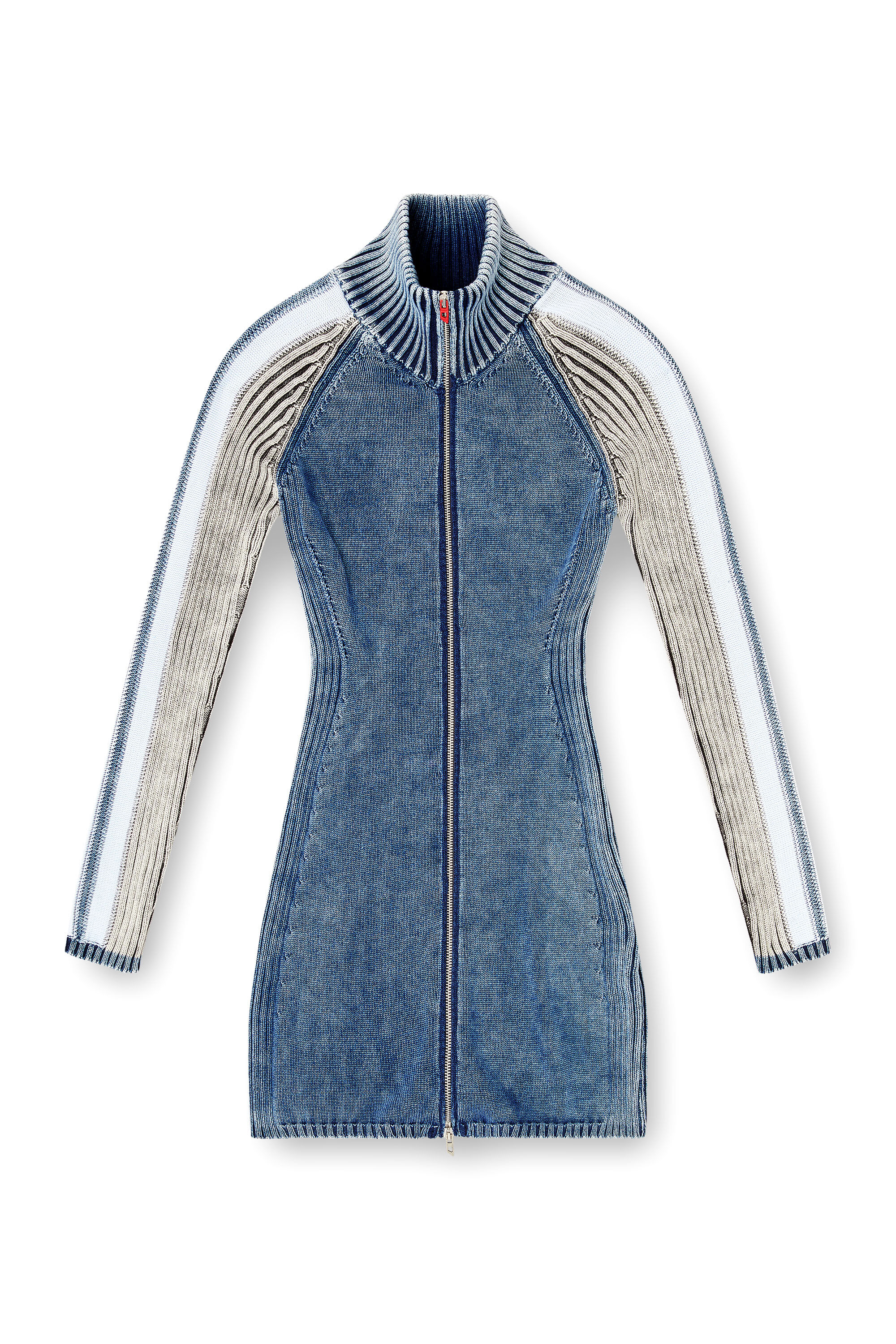 Diesel - M-ESTELLE, Woman's Turtleneck short dress in indigo knit in null - 2