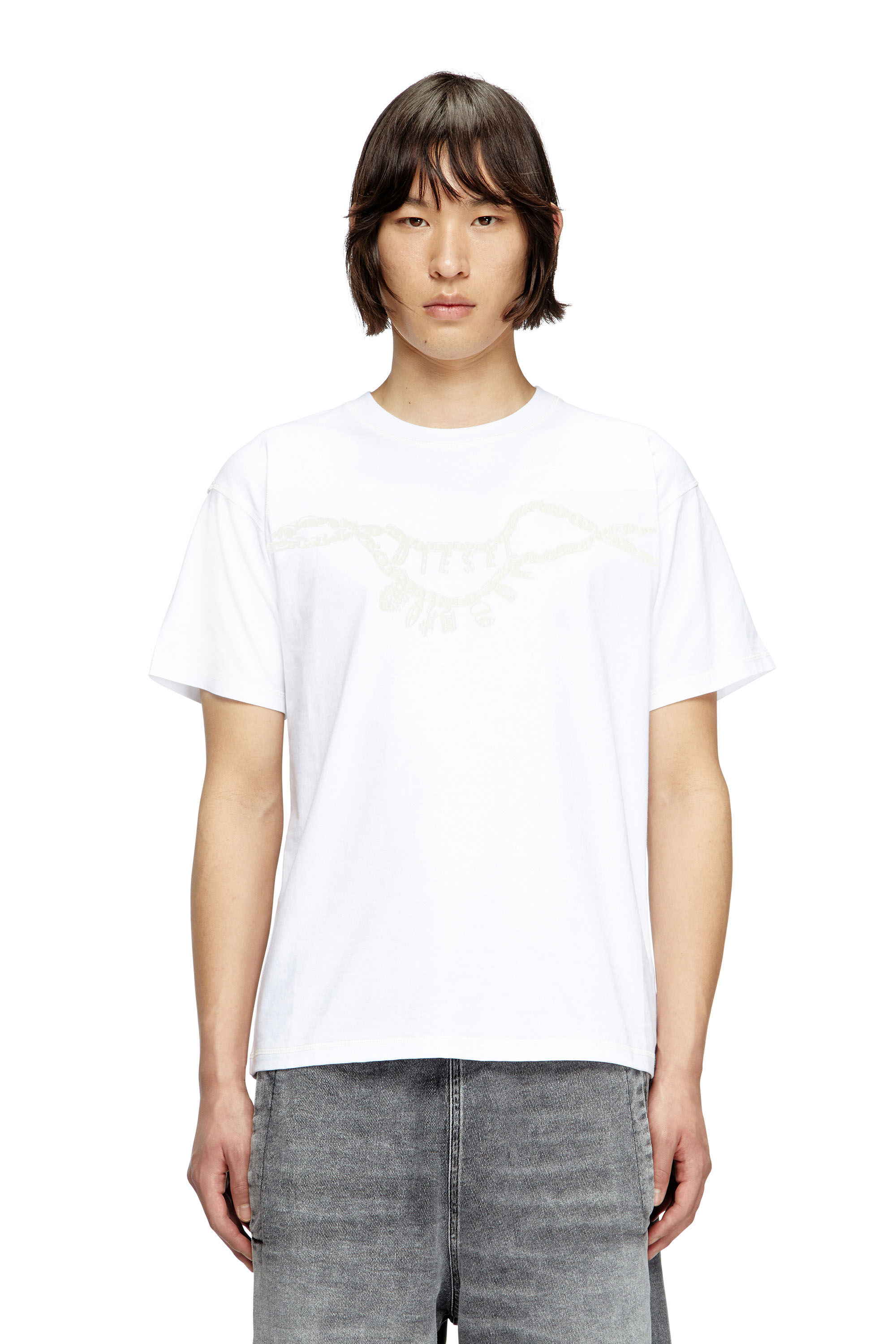 Diesel - T-NORM-HOSHI, Unisex's T-shirt with charm necklace print in White - 3