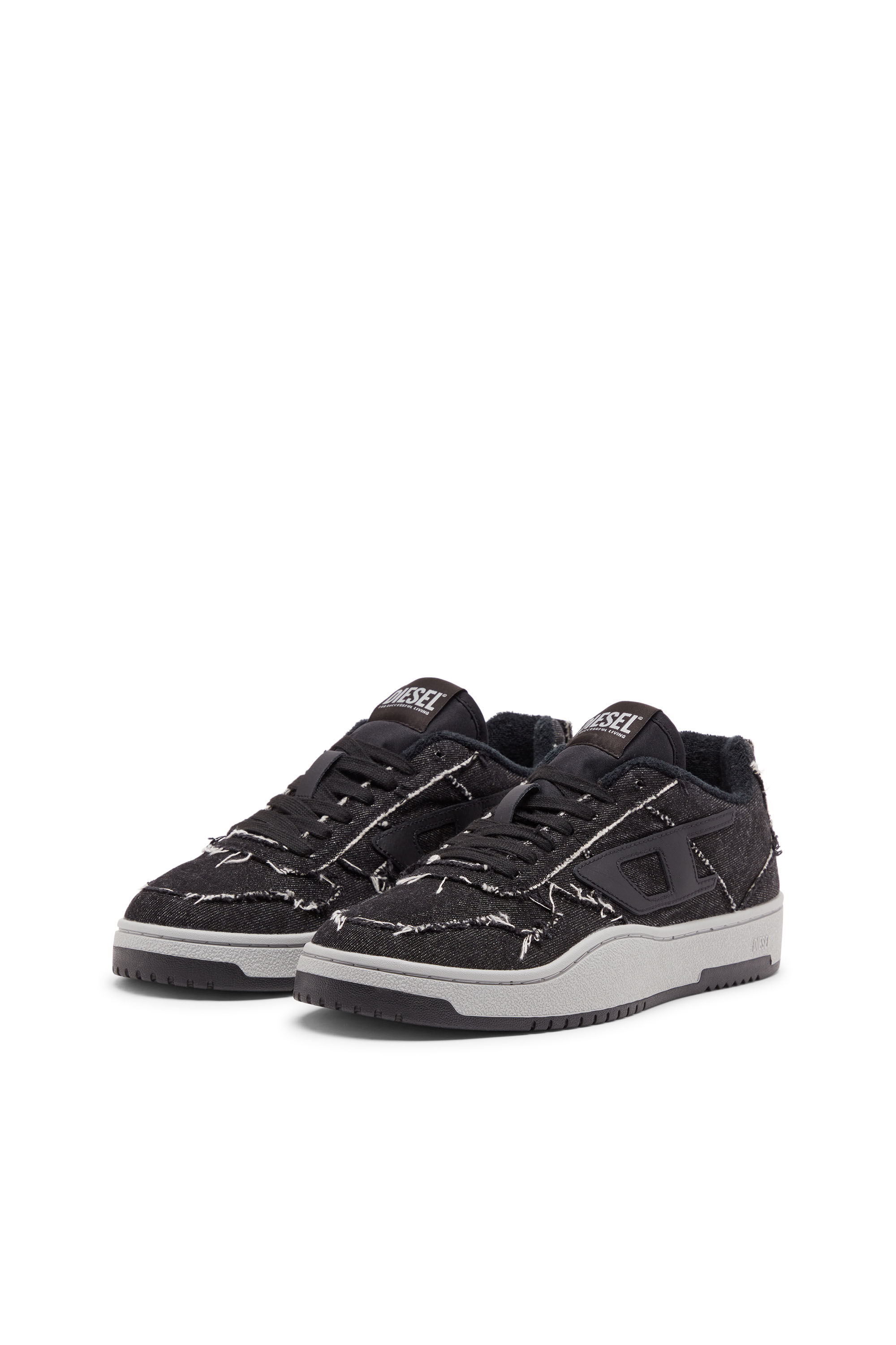 Diesel - S-UKIYO V2 LOW, Man's S-Ukiyo Low-Low-top sneakers in frayed denim in Black - 8