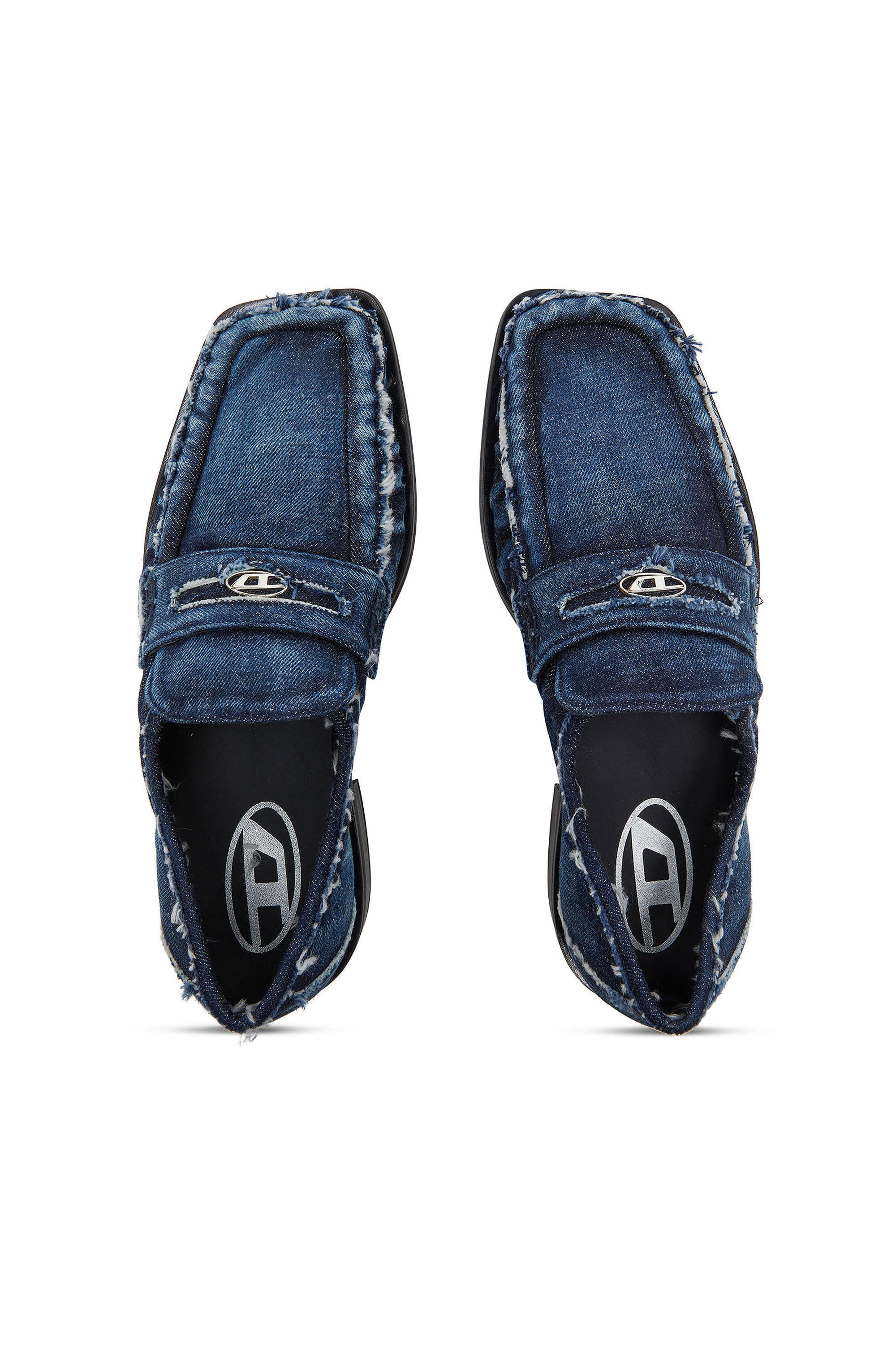 Diesel - D-AMBER LOAFER, Man's D-Amber - Penny loafers in frayed denim in Blue - 5