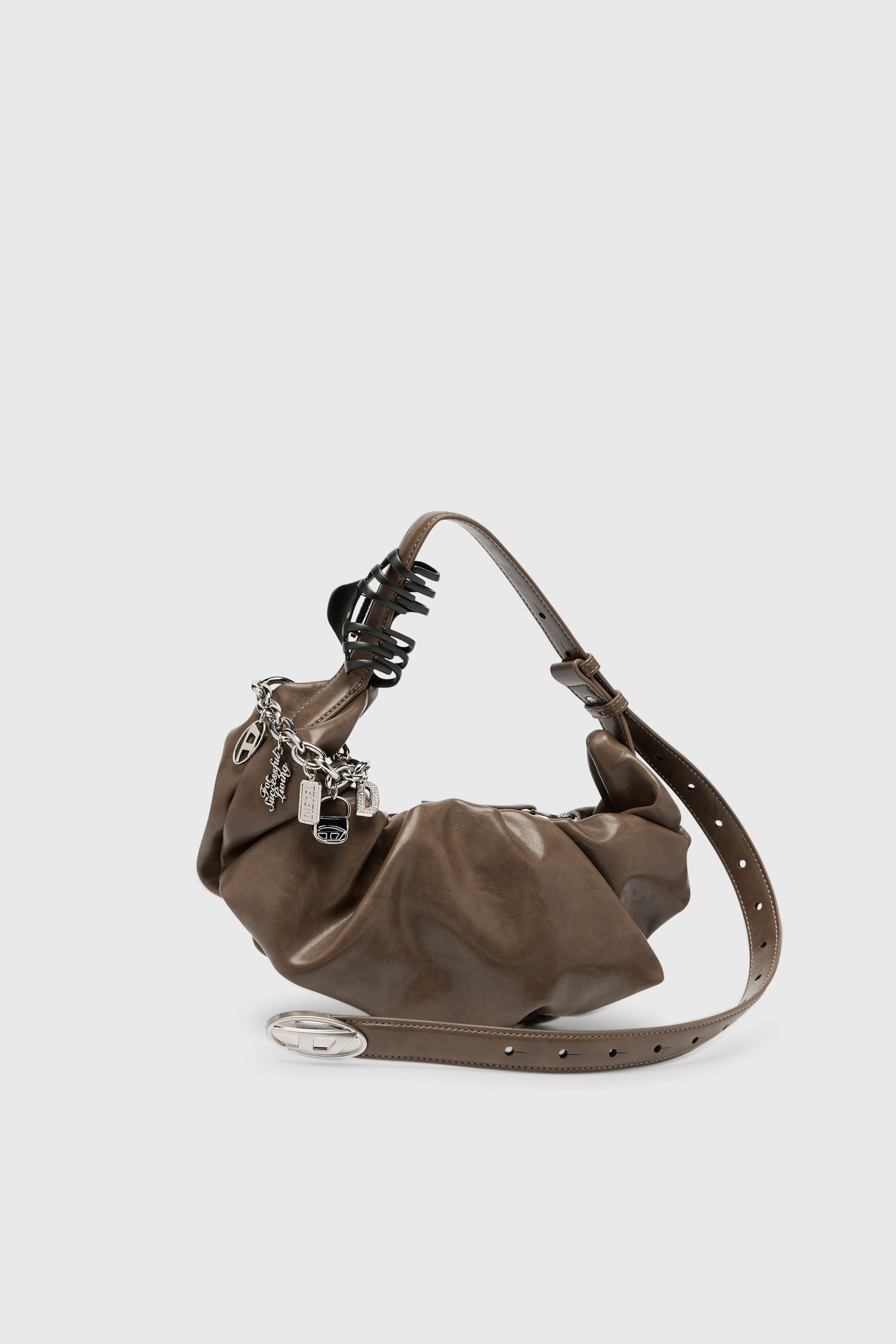 Diesel - GRAB-D HOBO S, Woman's Grab-D-Small scruched hobo bag in Brown - 6