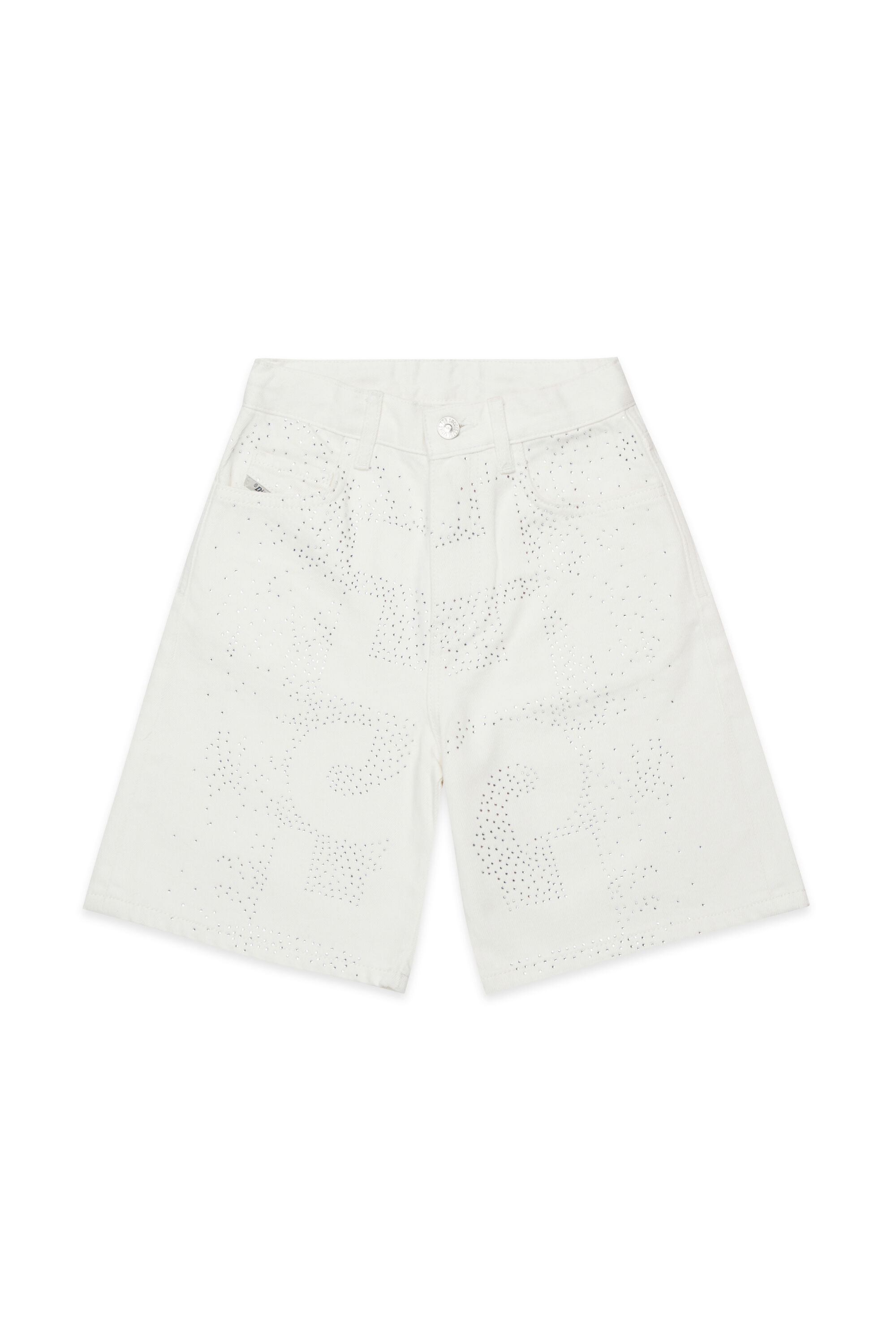 Diesel - D-ARGJX-SHORT-J, Woman's Denim shorts with micro studs in White - 1