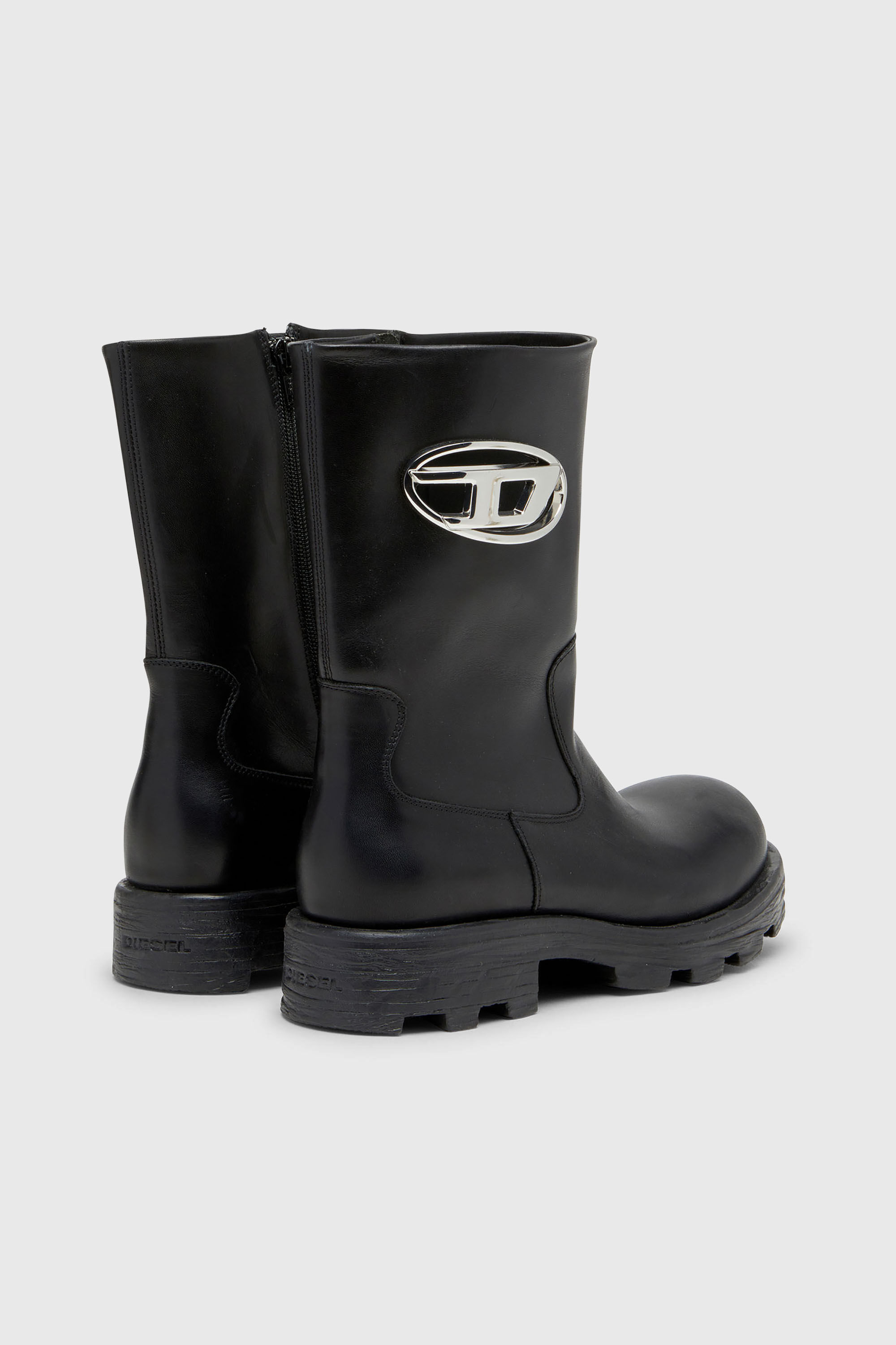 Diesel - D-HAMMER BKR D W, Woman's D-Hammer-Cut-out leather boots with logo hardware in Black - 3