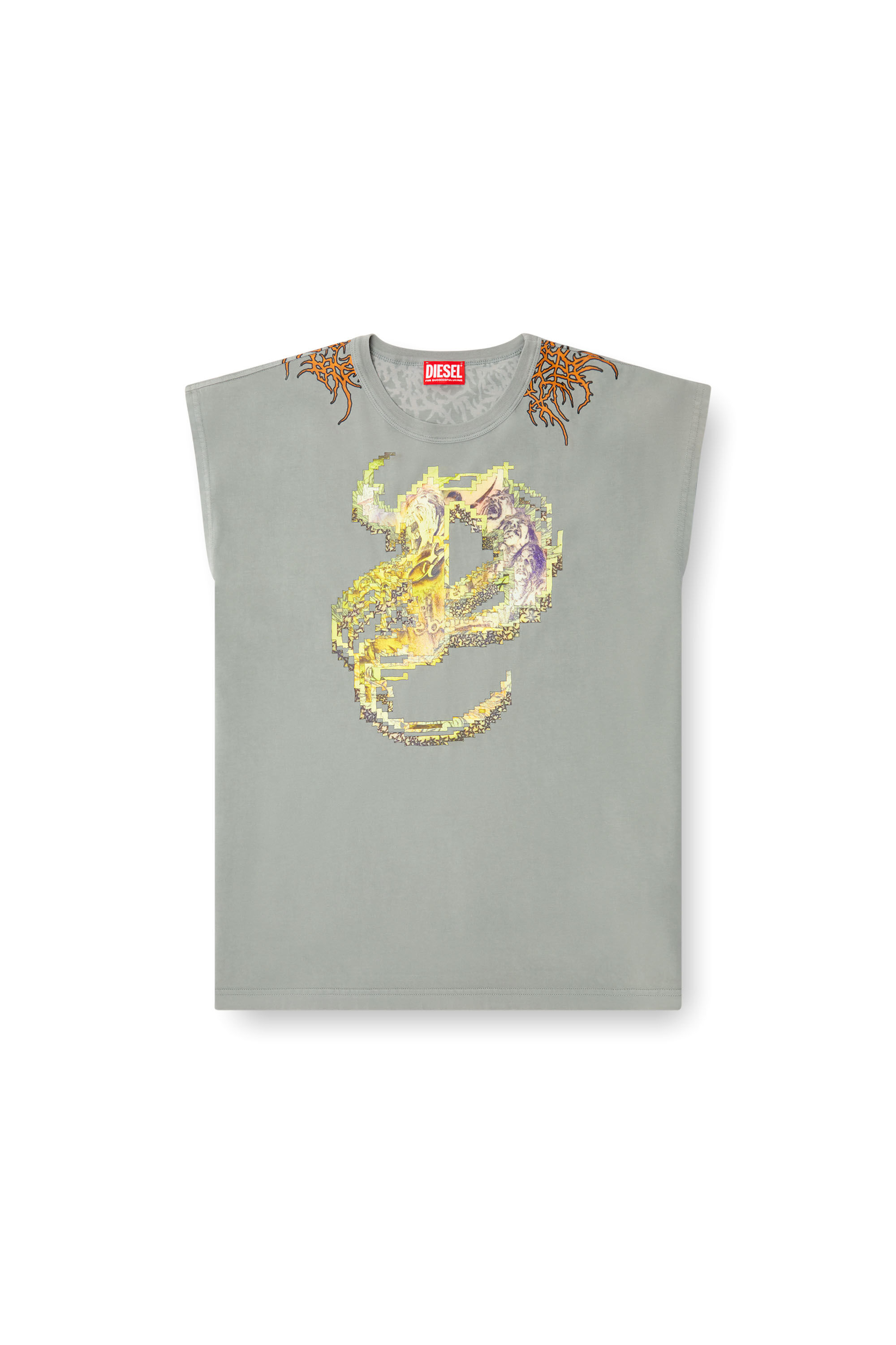 Diesel - T-BOXT-SL-R1, Man's Tank top with tattoo graphics in Grey - 2