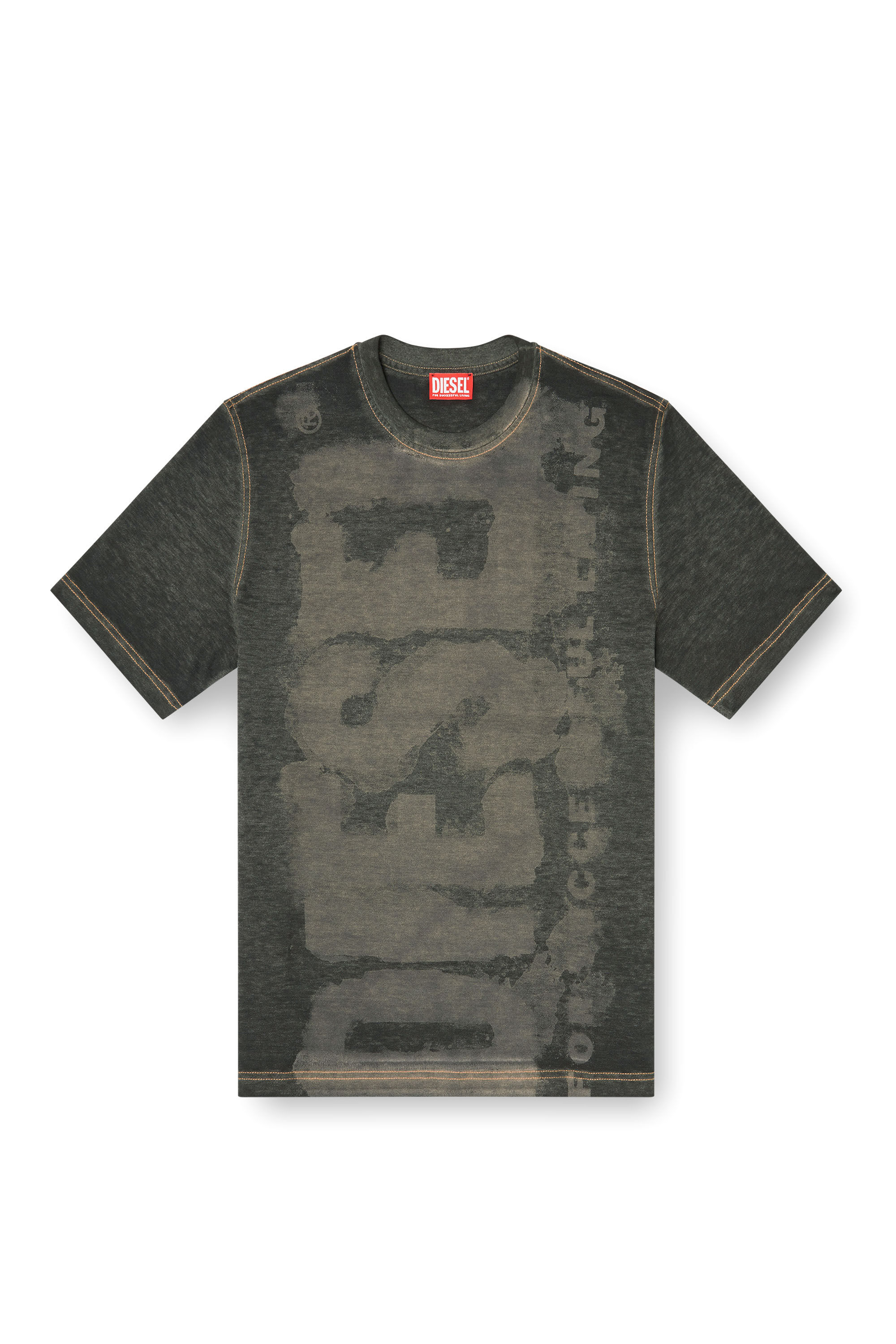 Diesel - T-ADJUST-R18, Man's Logo T-shirt in devoré pique in Black - 2