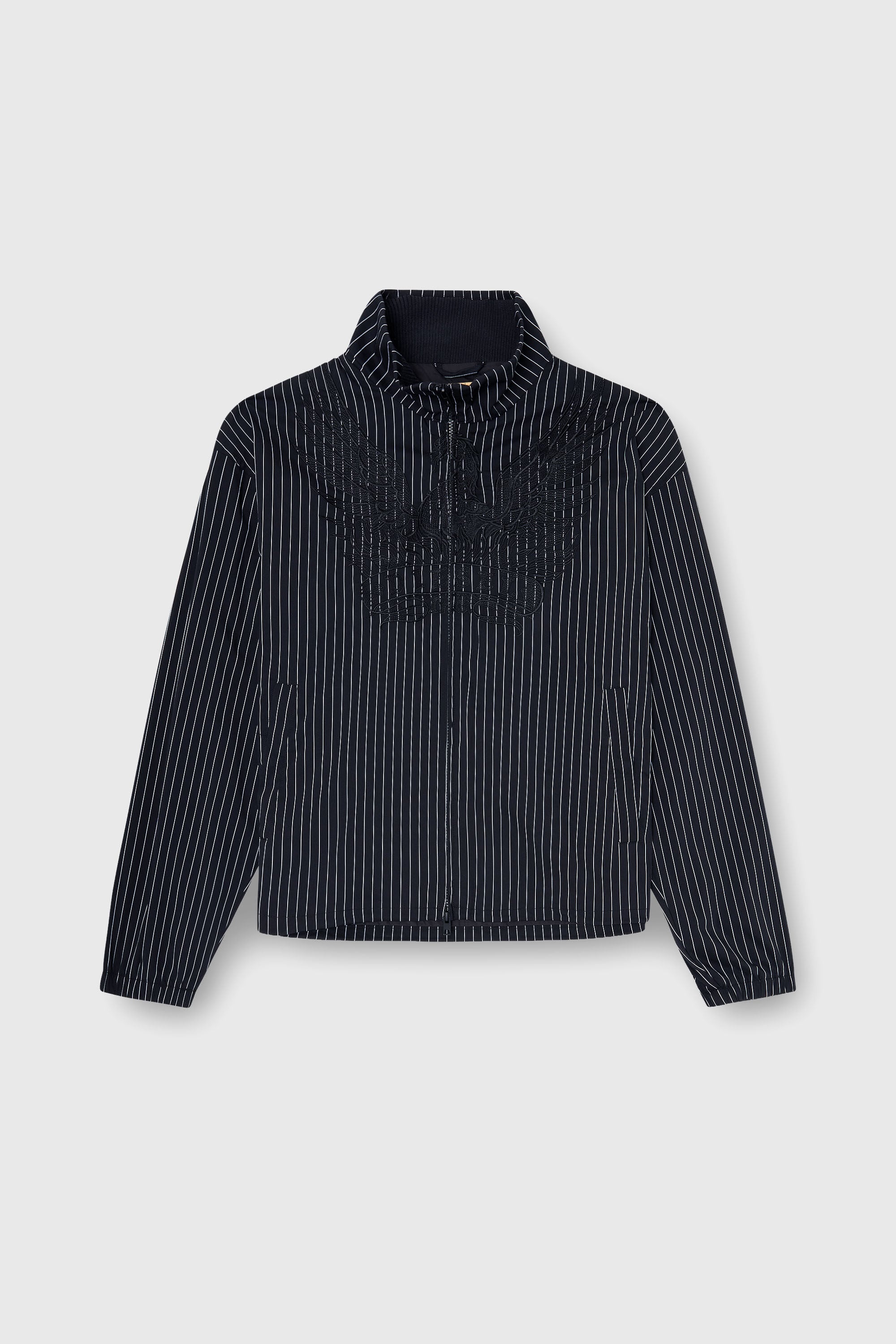 Diesel - J-CORSAR-NJCA, Man's Nylon pinstripe Jacket with Phoenix embroidery in Black - 2