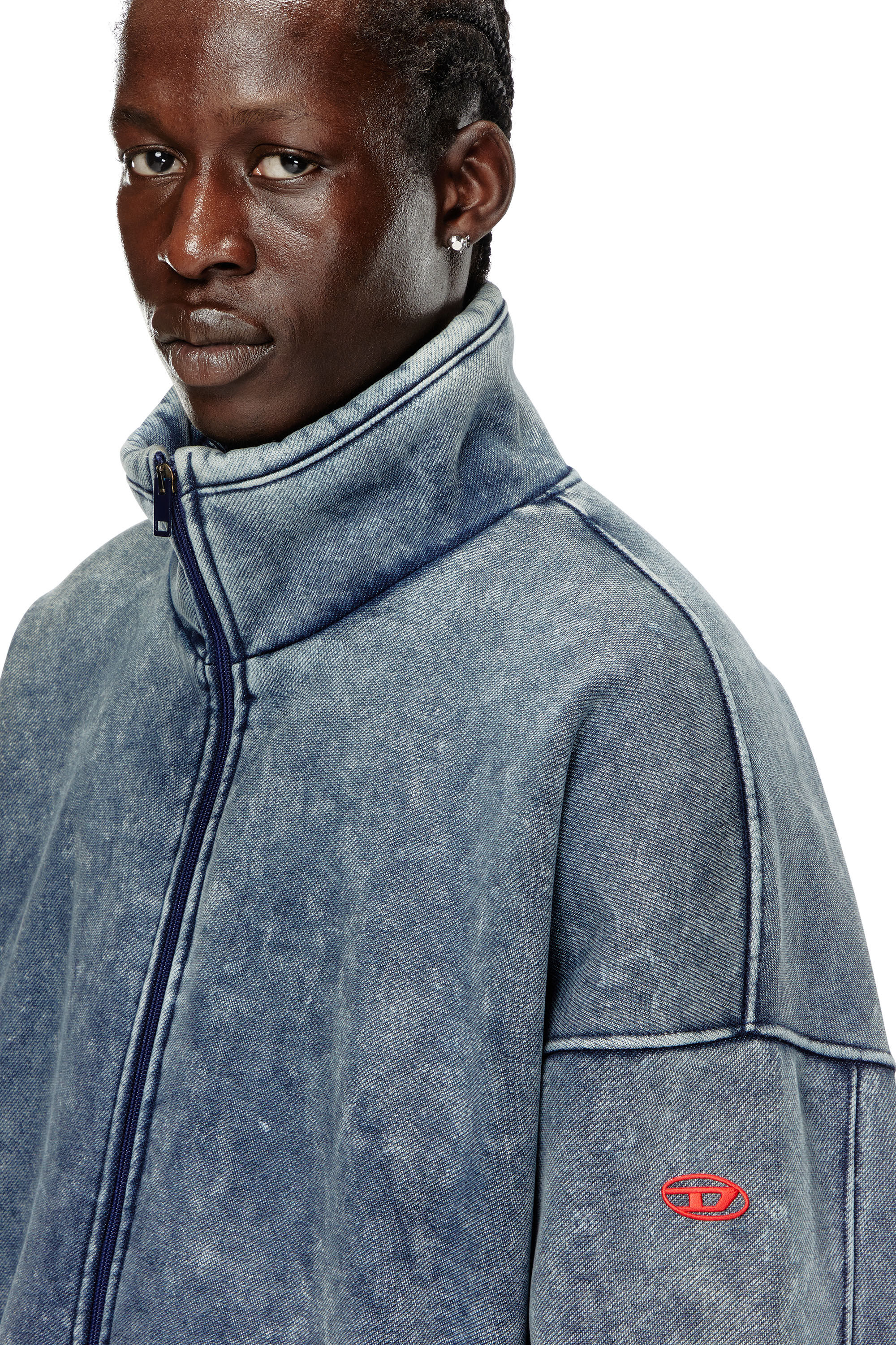 Men's Jacket in teddy-bonded jersey | Blue | Diesel