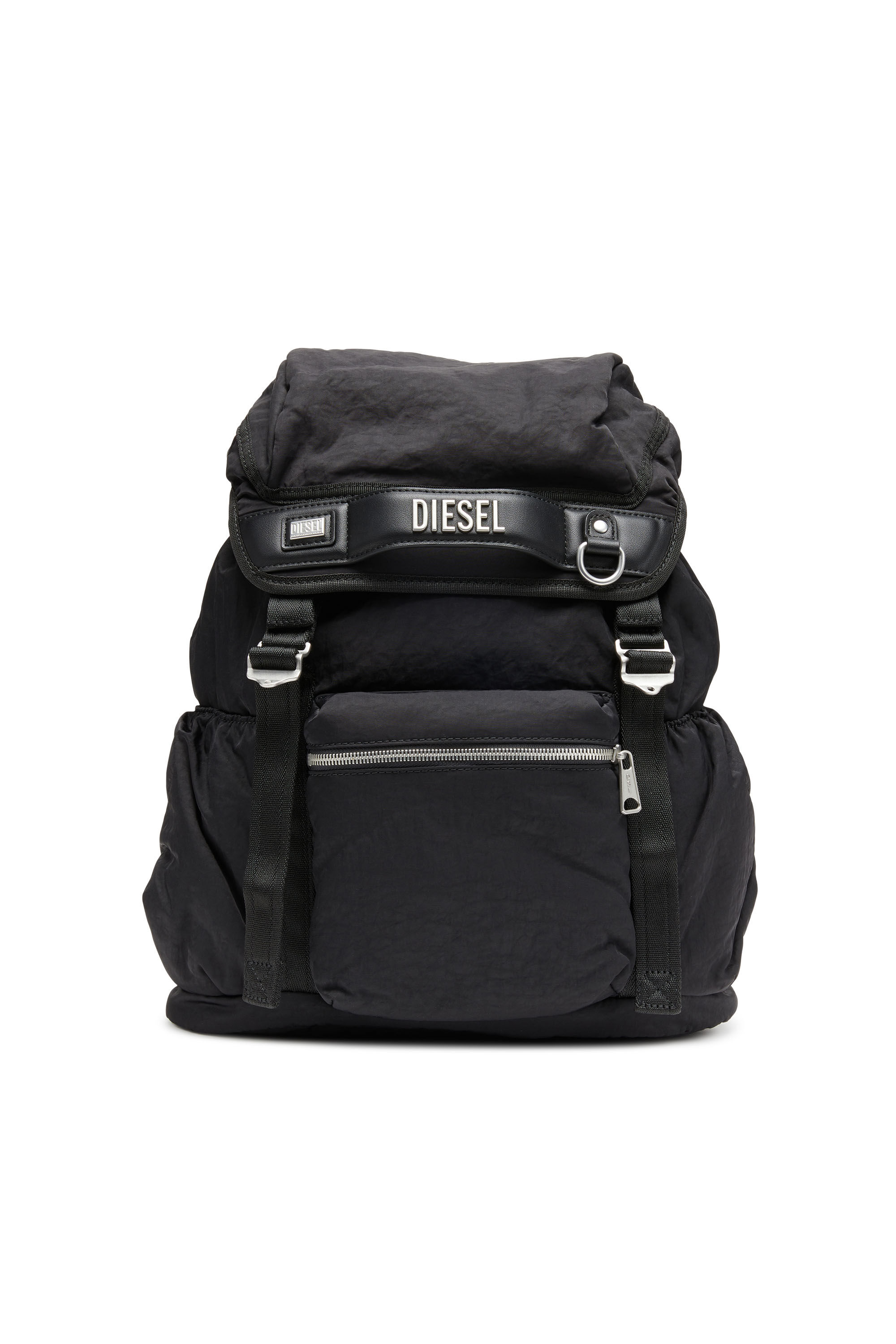 Diesel - LOGOS BACKPACK L, Unisex's Logos L-Large backpack in recycled nylon in Black - 1